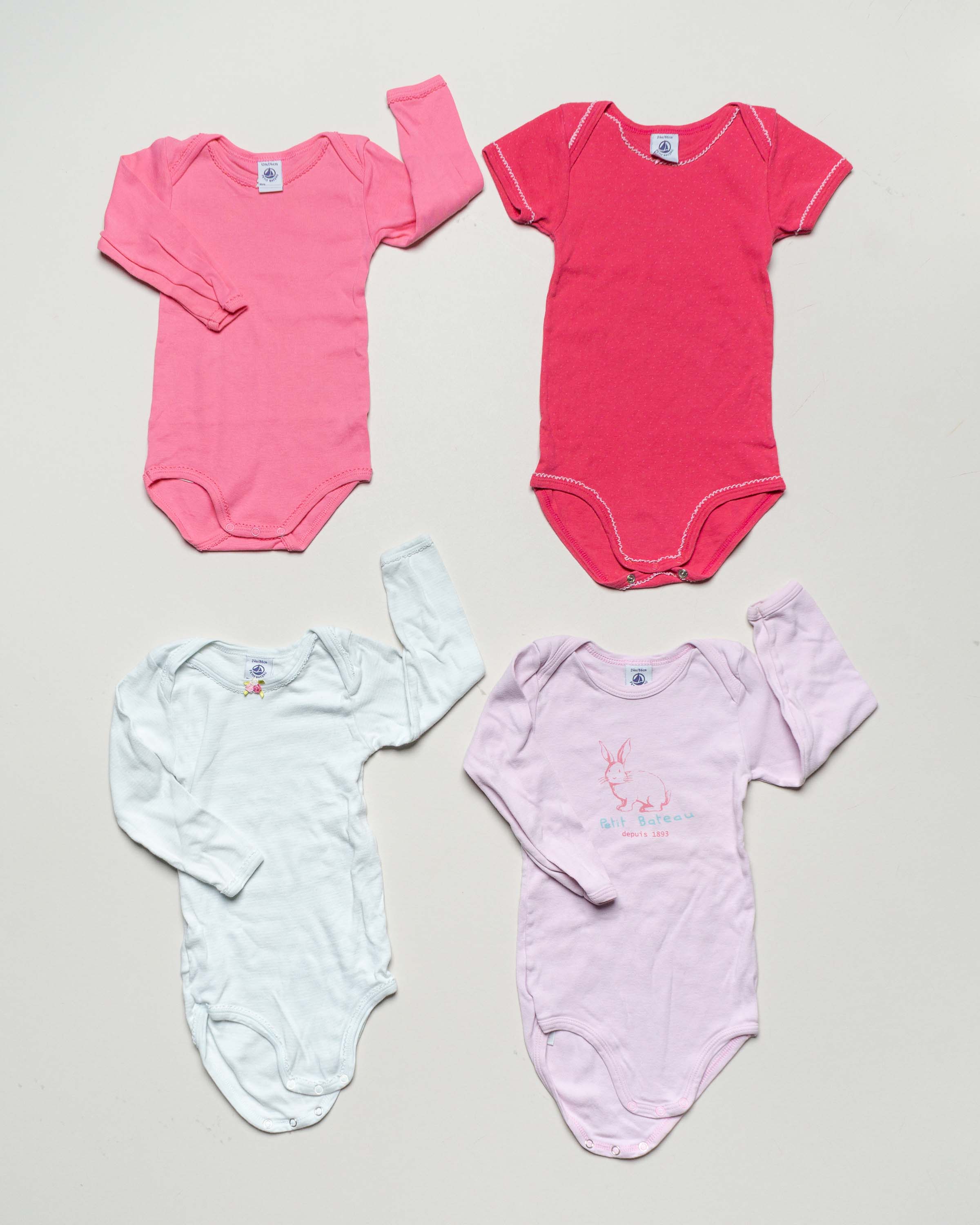 4 Bodies – Gr. 86 4x Petit Bateau Set Pack Mädchen Junge