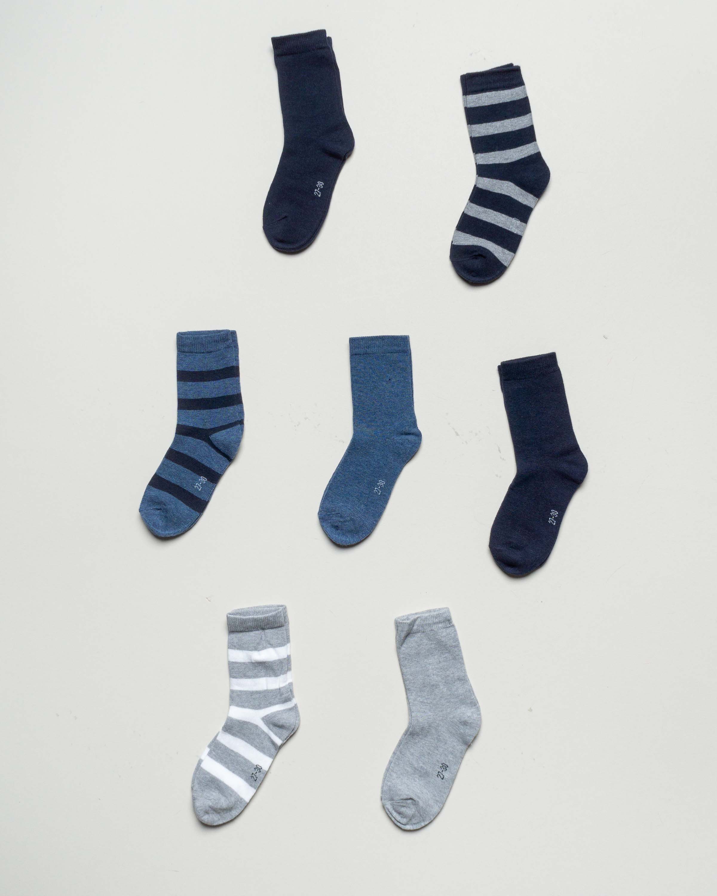 7 Paar Socken Gr. 23-30 – NEU gestreift grau blau Mädchen Junge