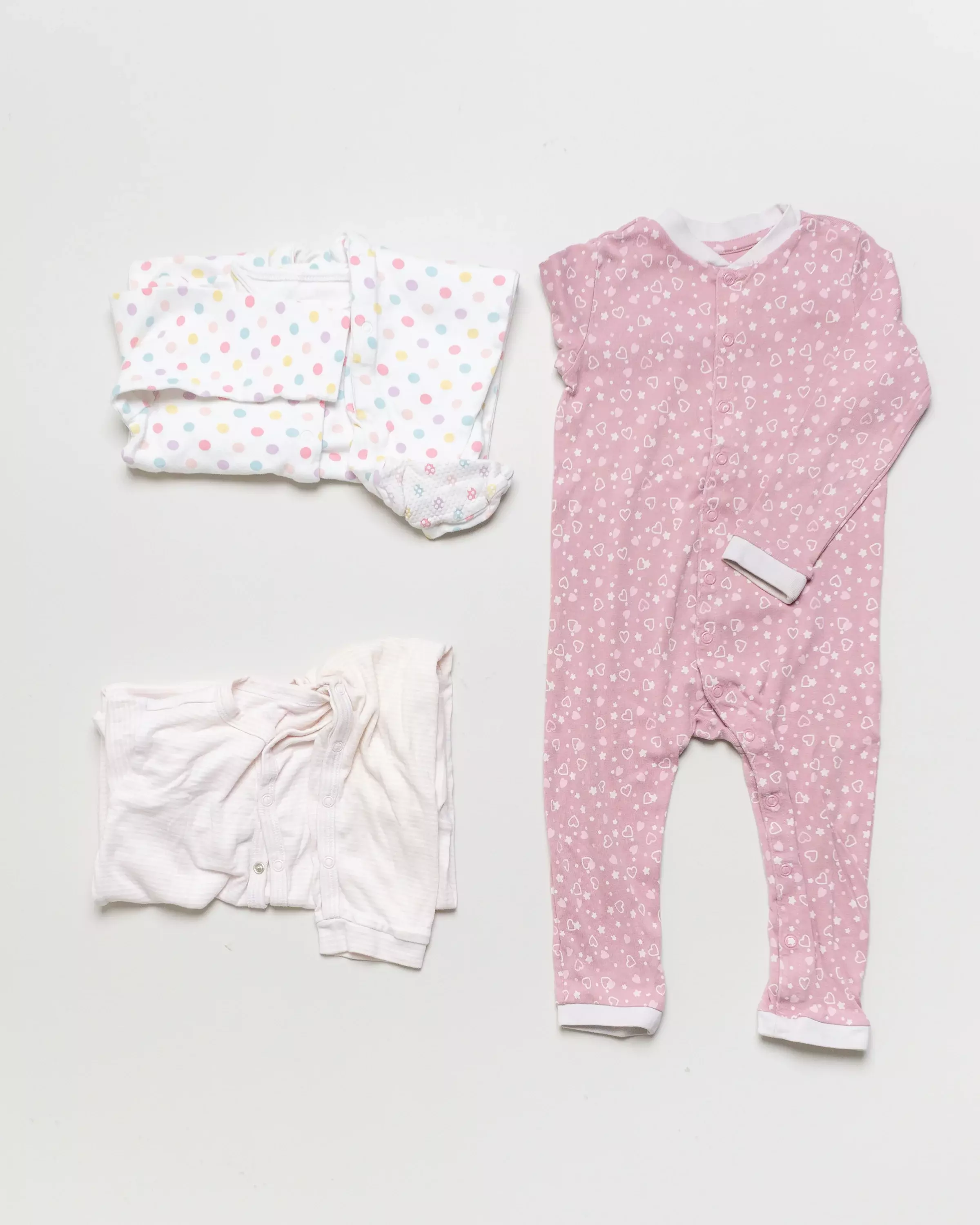 3 Schlafanzüge Gr. 86 – pastell ohne Fuß Strampler  Mädchen Set Pack