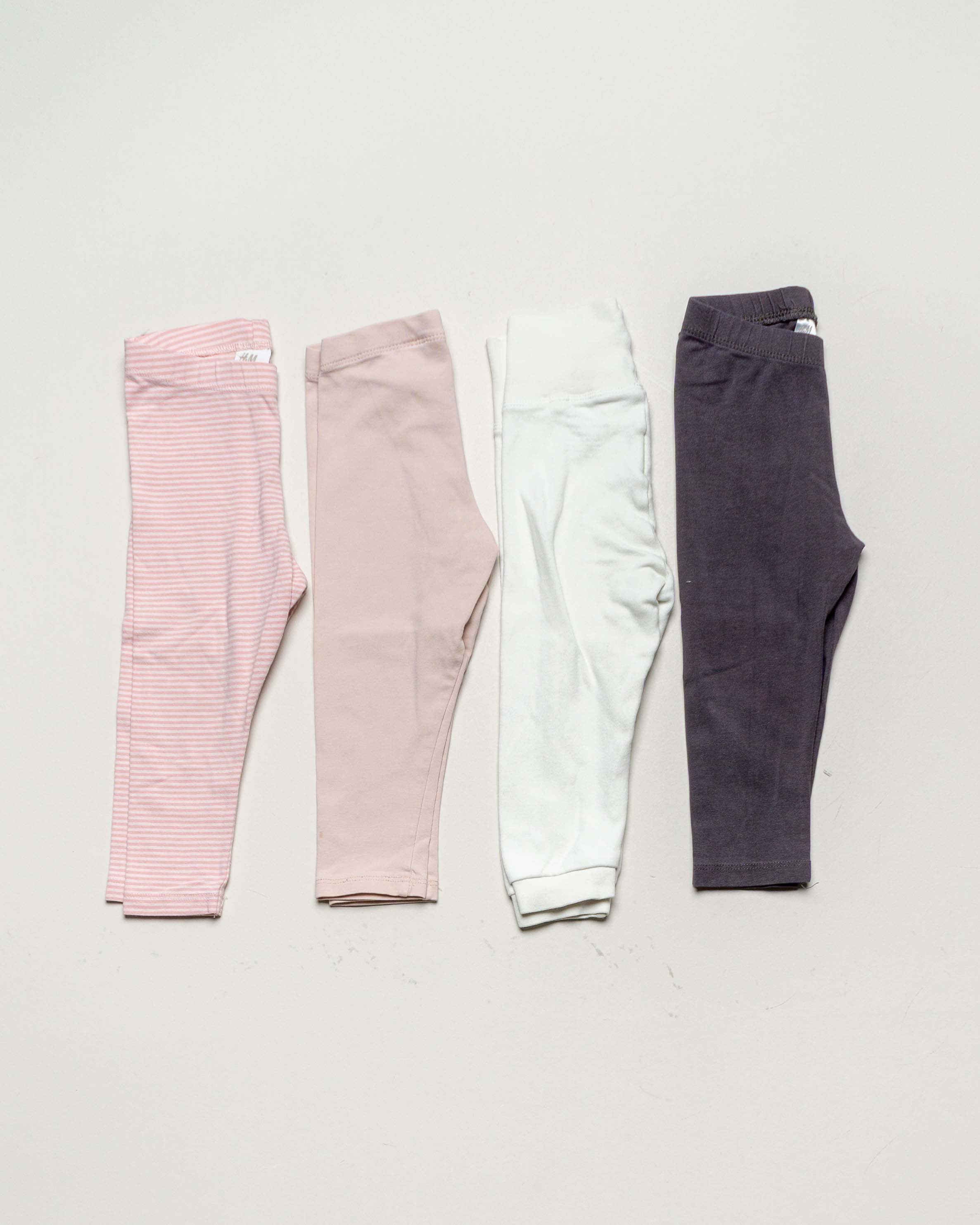4 Leggings Gr. 80 – 2x H&M pastell – rosa Mädchen Jungen Set Pack