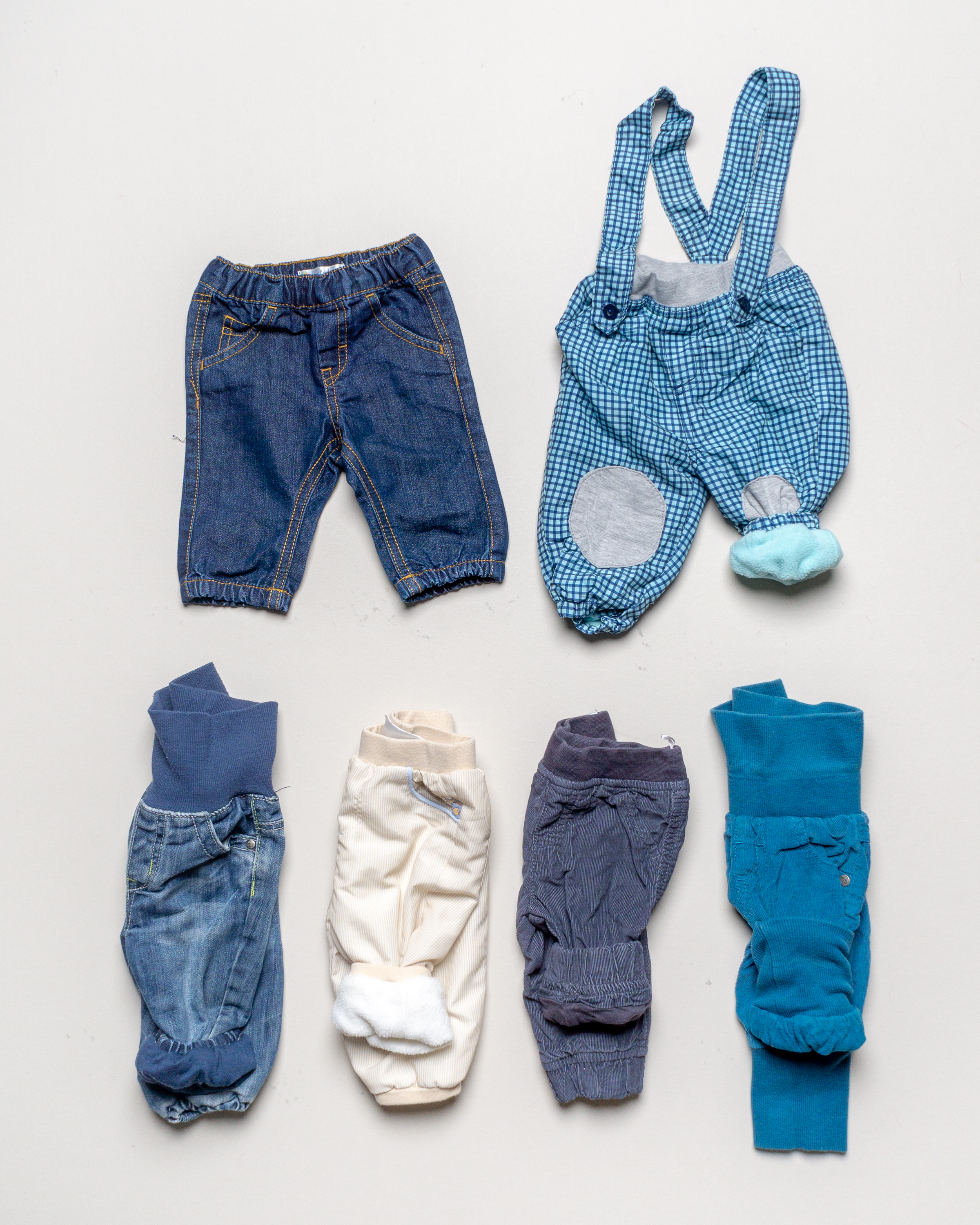 6x Hosen Gr. 56 – Set Pack Jeans Latzhose gefüttert Blau Türkis 