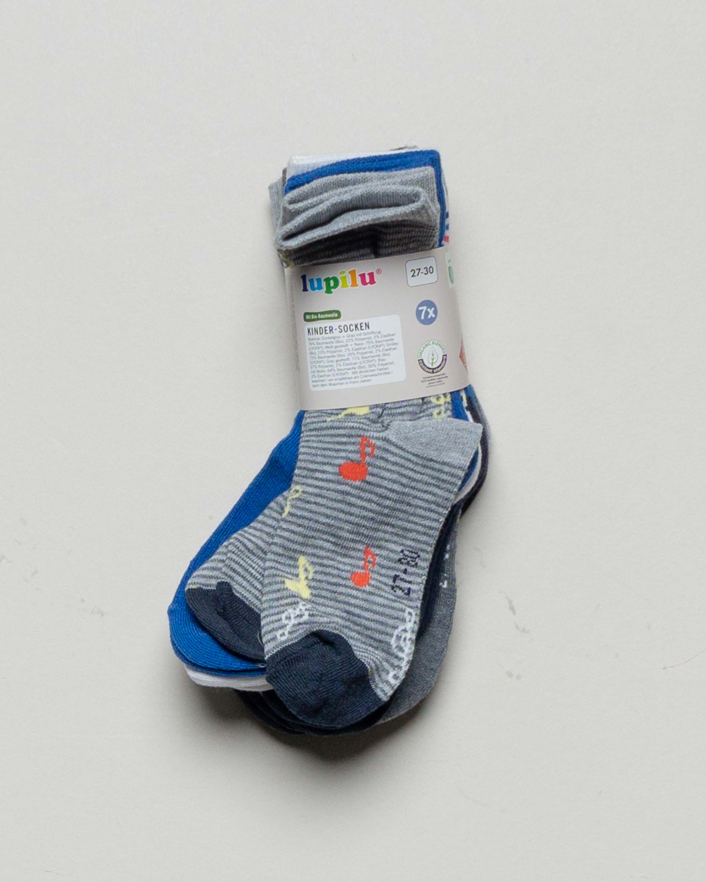 7 Socken Gr. 27–30 – NEU Bio blau grau Lupilu Mädchen Junge