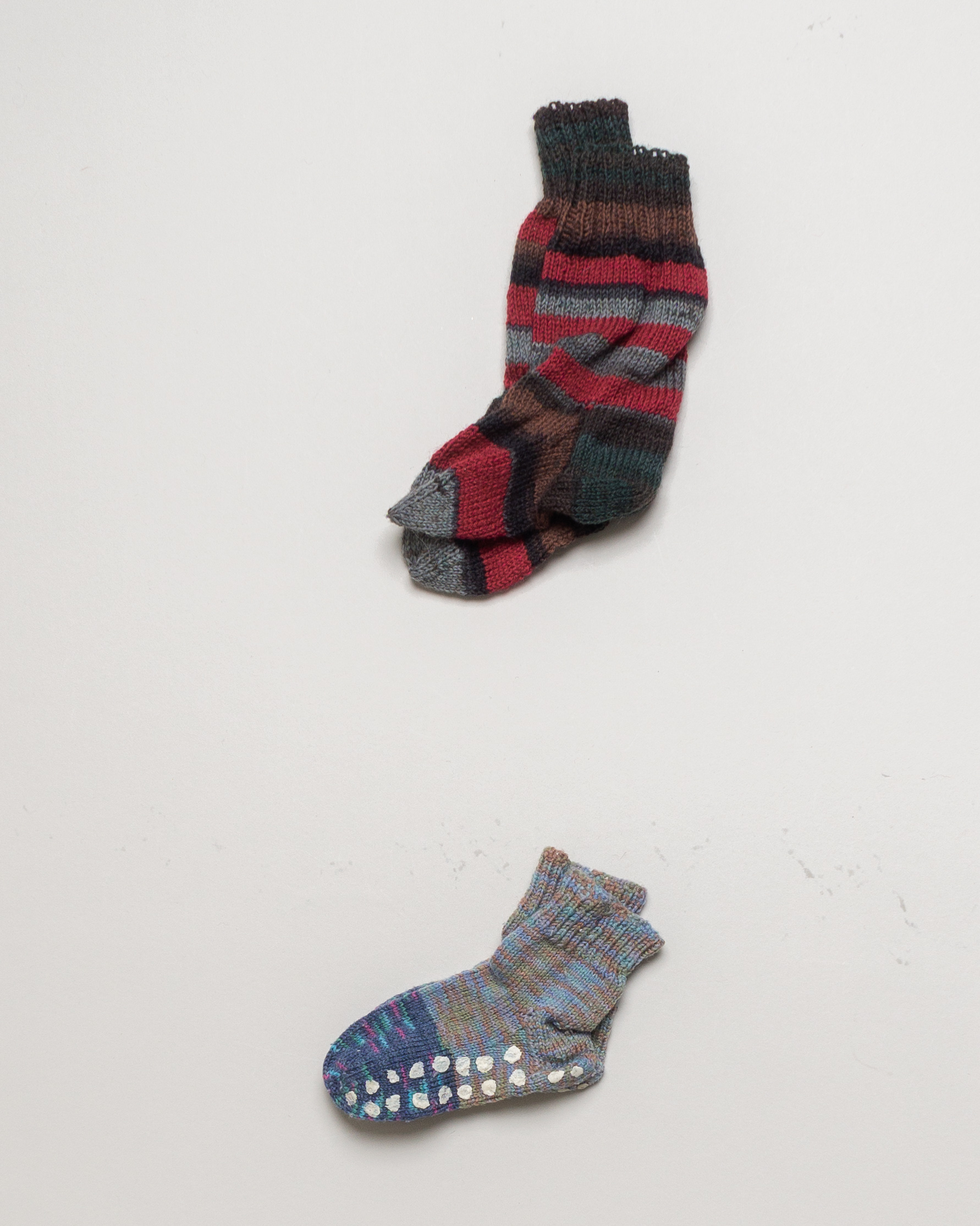 1 Paar Socken Gr. 18-22  - 1xStopper Socken Handmade Strick bunt
