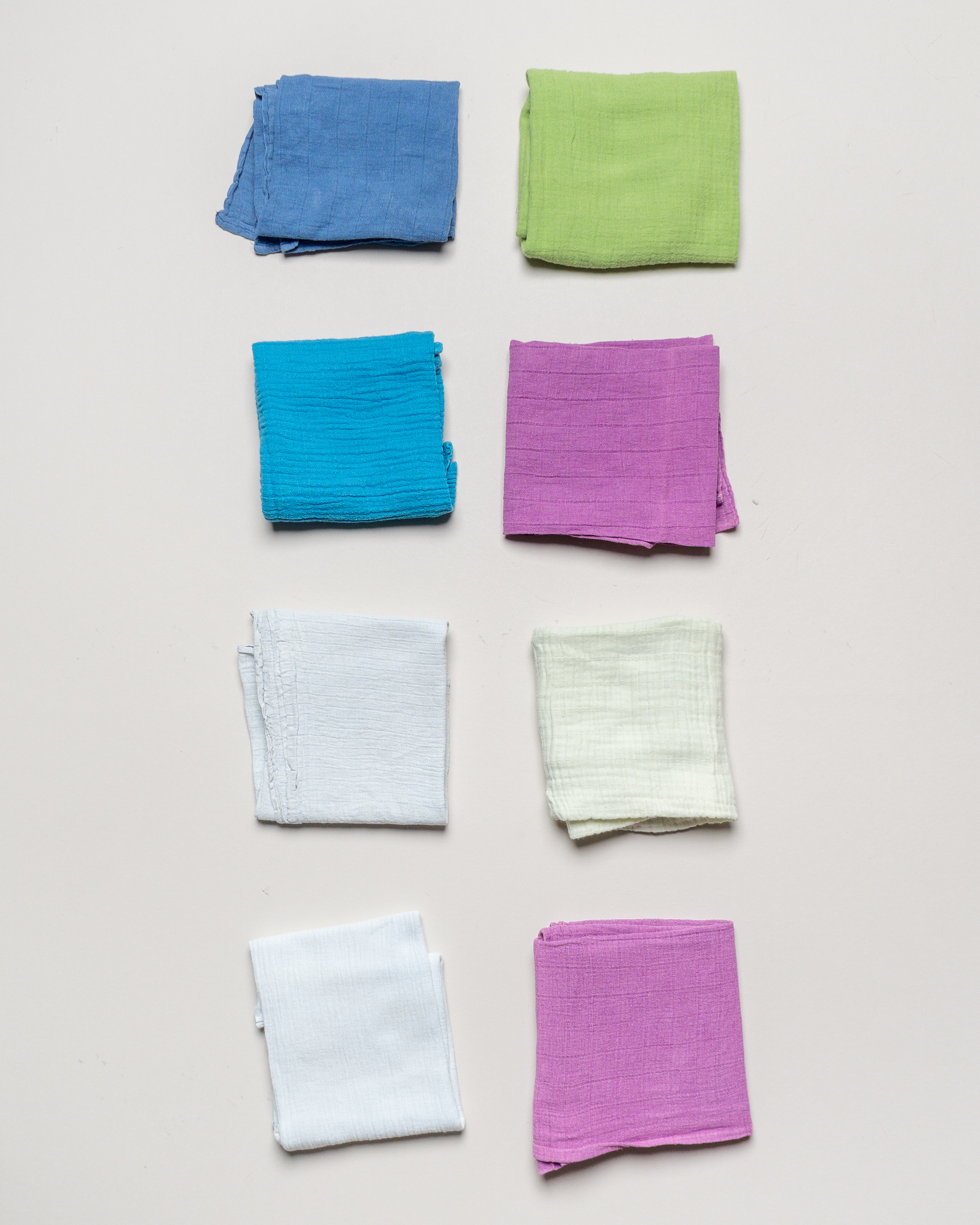 8 Spucktücher – Mullwindeln Sanitastücher Baby uni bunt lila blau grün