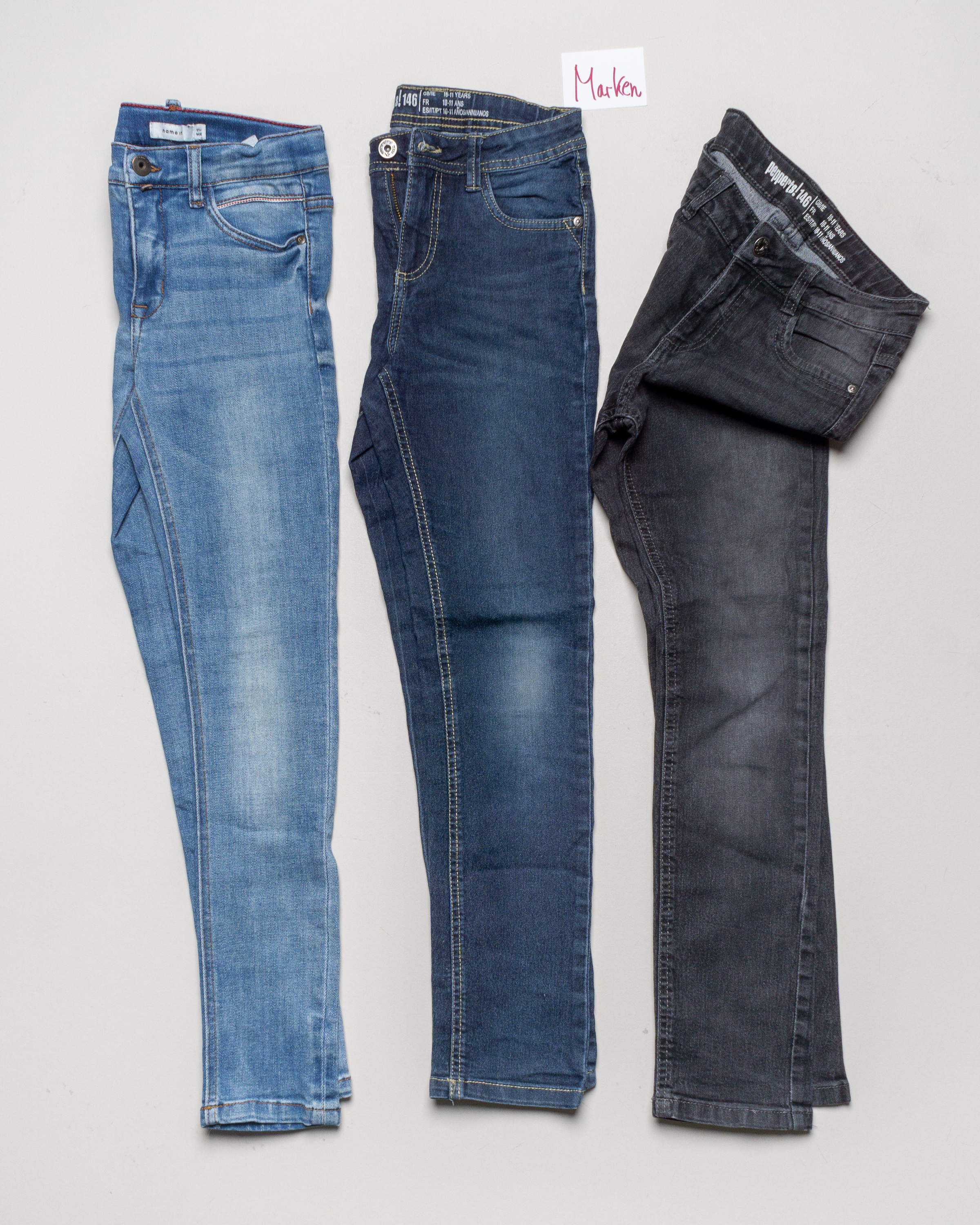 3x Hose Gr. 146 – 1x Name it 1x Esprit langes Bein Jeans Chino mit Knopf Reißverschluss Mädchen Blau Grau
