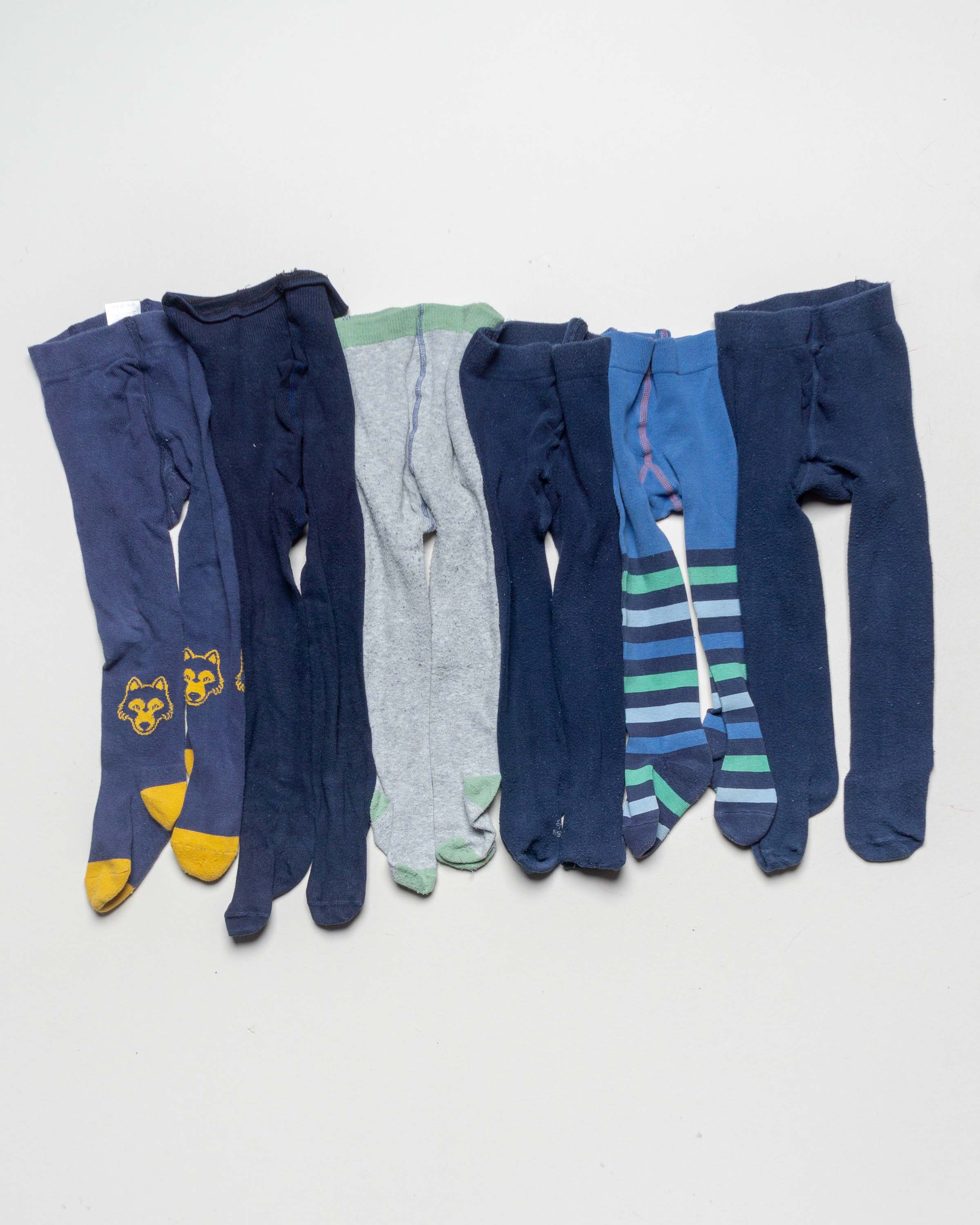 6 Strumpfhosen Gr. 74/80 – Bio blau Jungen Mädchen Pack Set