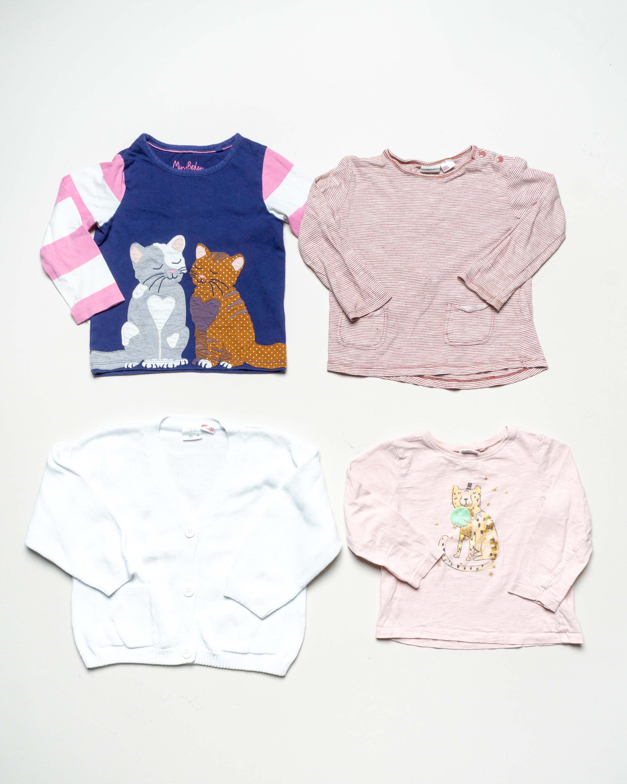 4 Oberteile Gr. 98/104 – Mini Boden, 2x Zara, Next Strickjacke Langarmshirts rosa Jungen Mädchen Pack Set