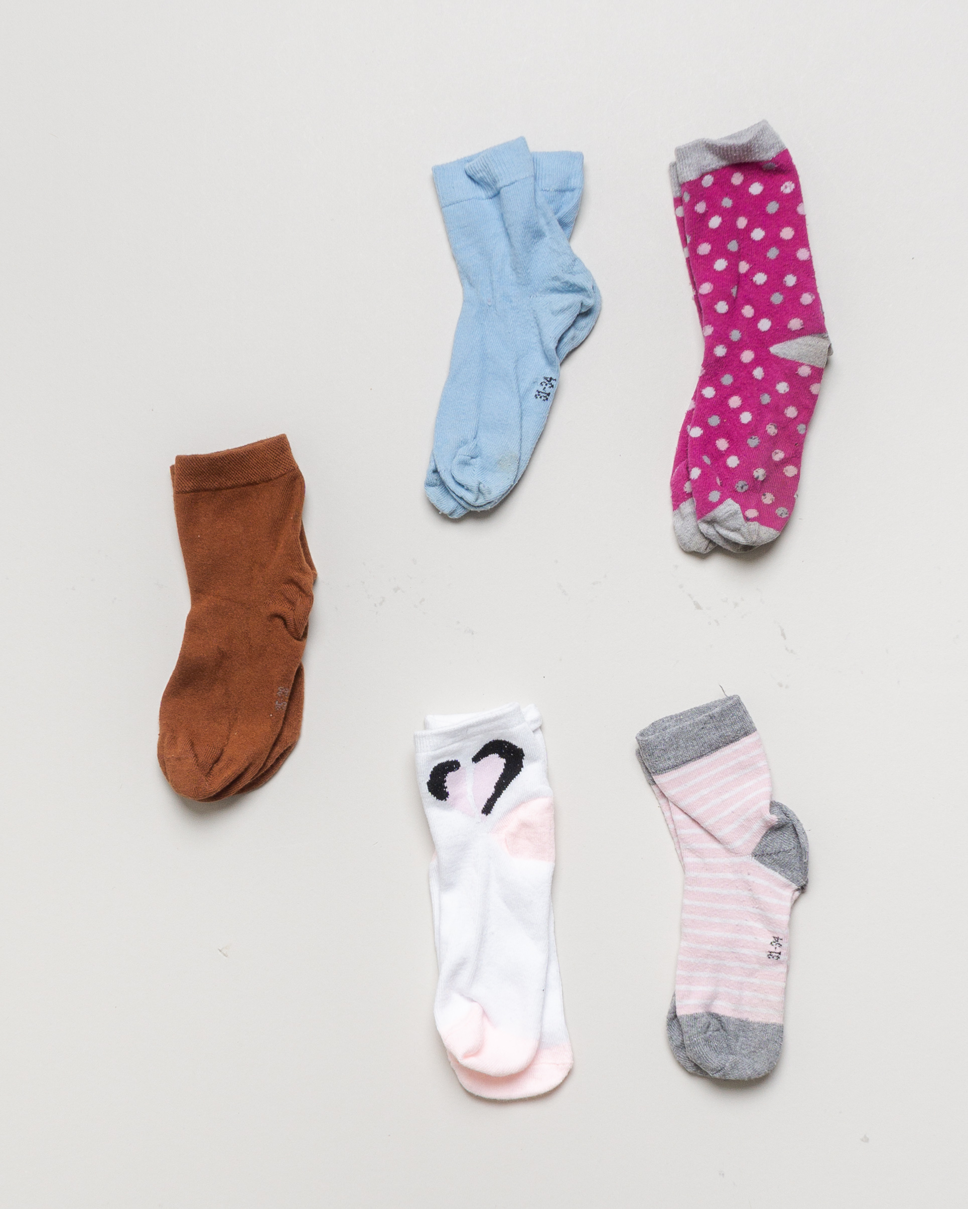 5 Paar Socken Gr. 31-34 – Streifen Punkte Uni Rosa Pink