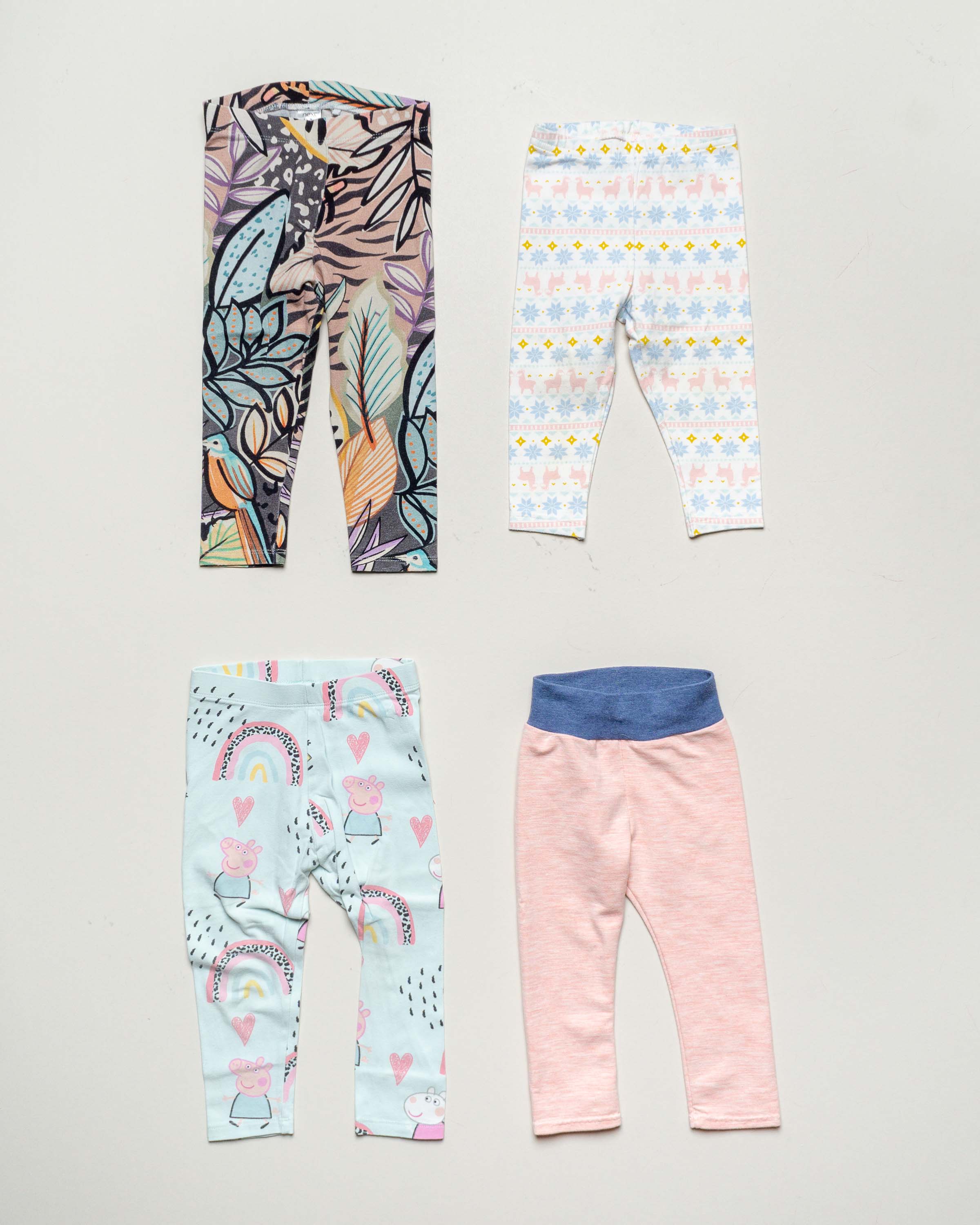 4 Leggings Gr. 86 – 2x next Pack Set pastell Peppa Wutz Blumen Muster handmade