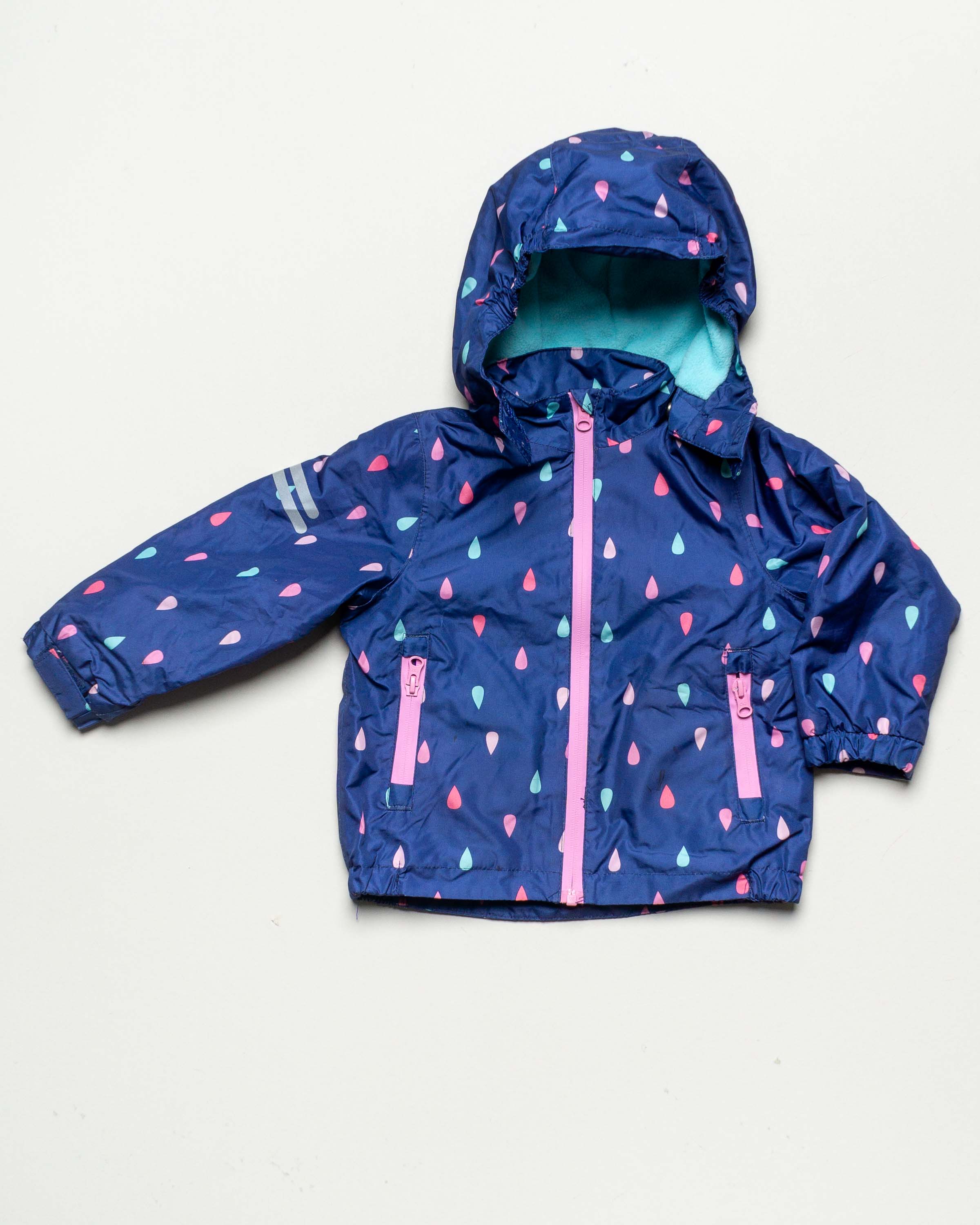 Matschjacke Gr. 74/80 - gefüttert Regenjacke blau pink Mädchen Junge 