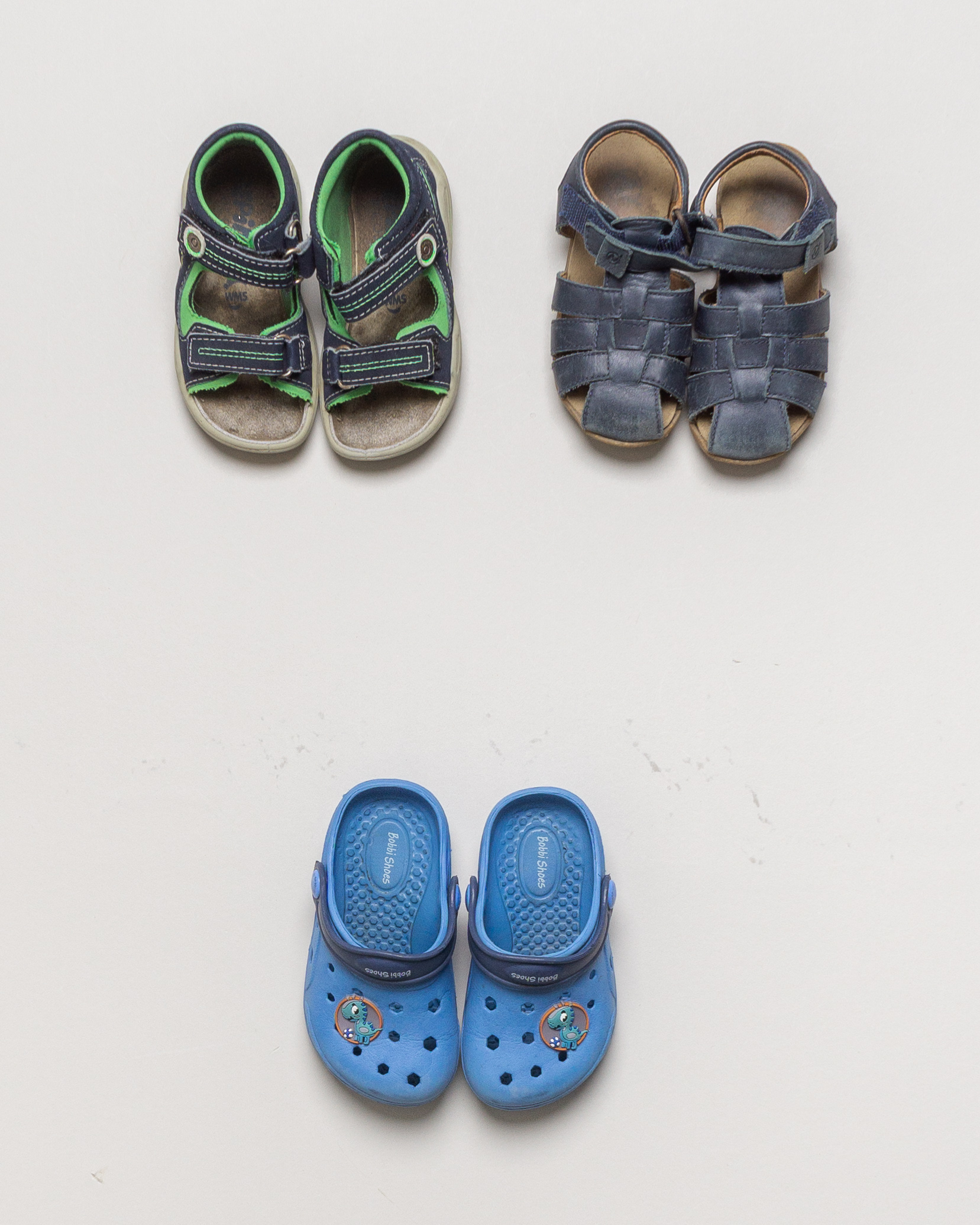1 Paar Schuhe Gr. 22 – Sandalen Wasserschuhe Leder Blau Grün Crocs