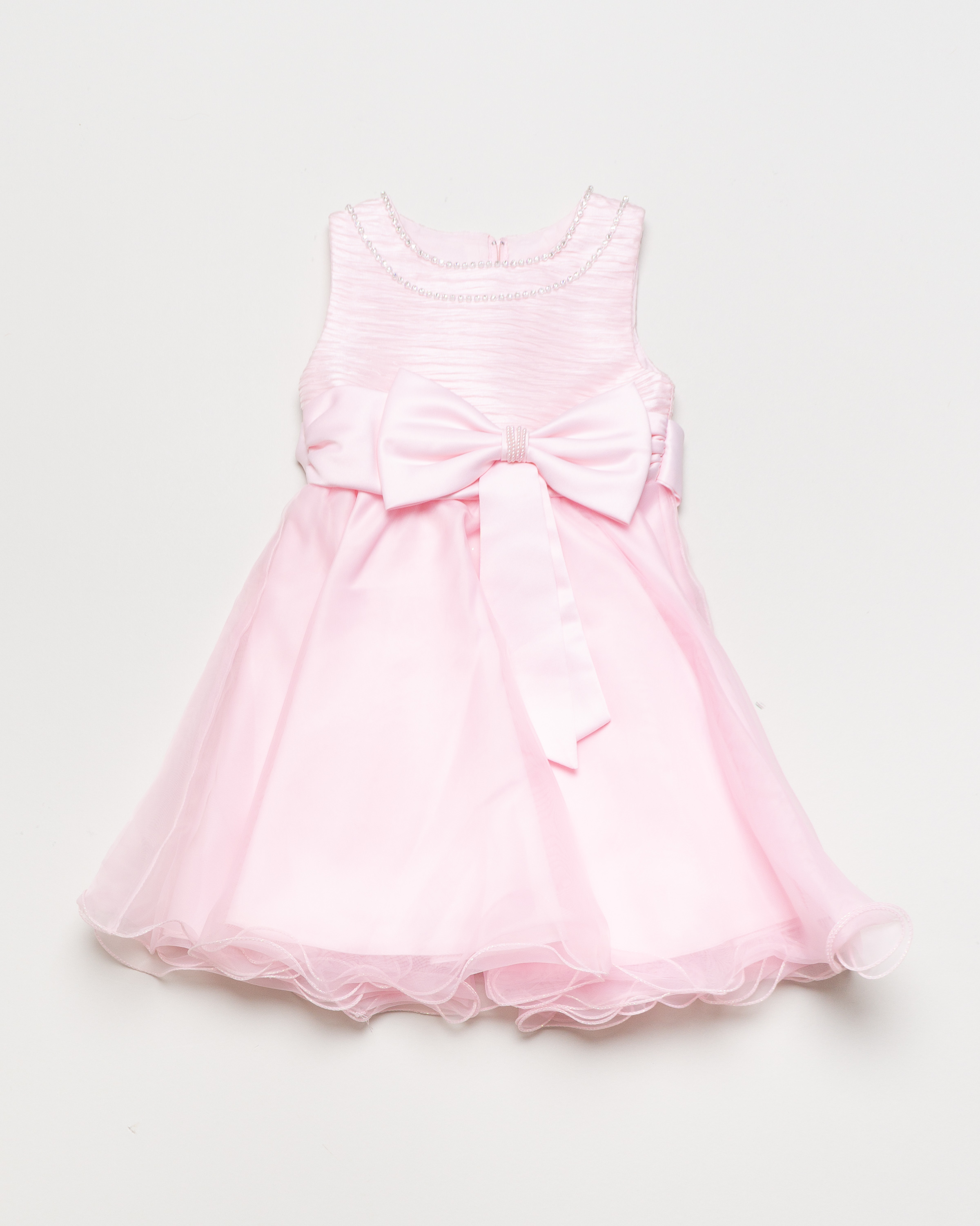 1 Kleid Gr. 110-122 – rosa Schleife Tüll Perlen Satin Festlich