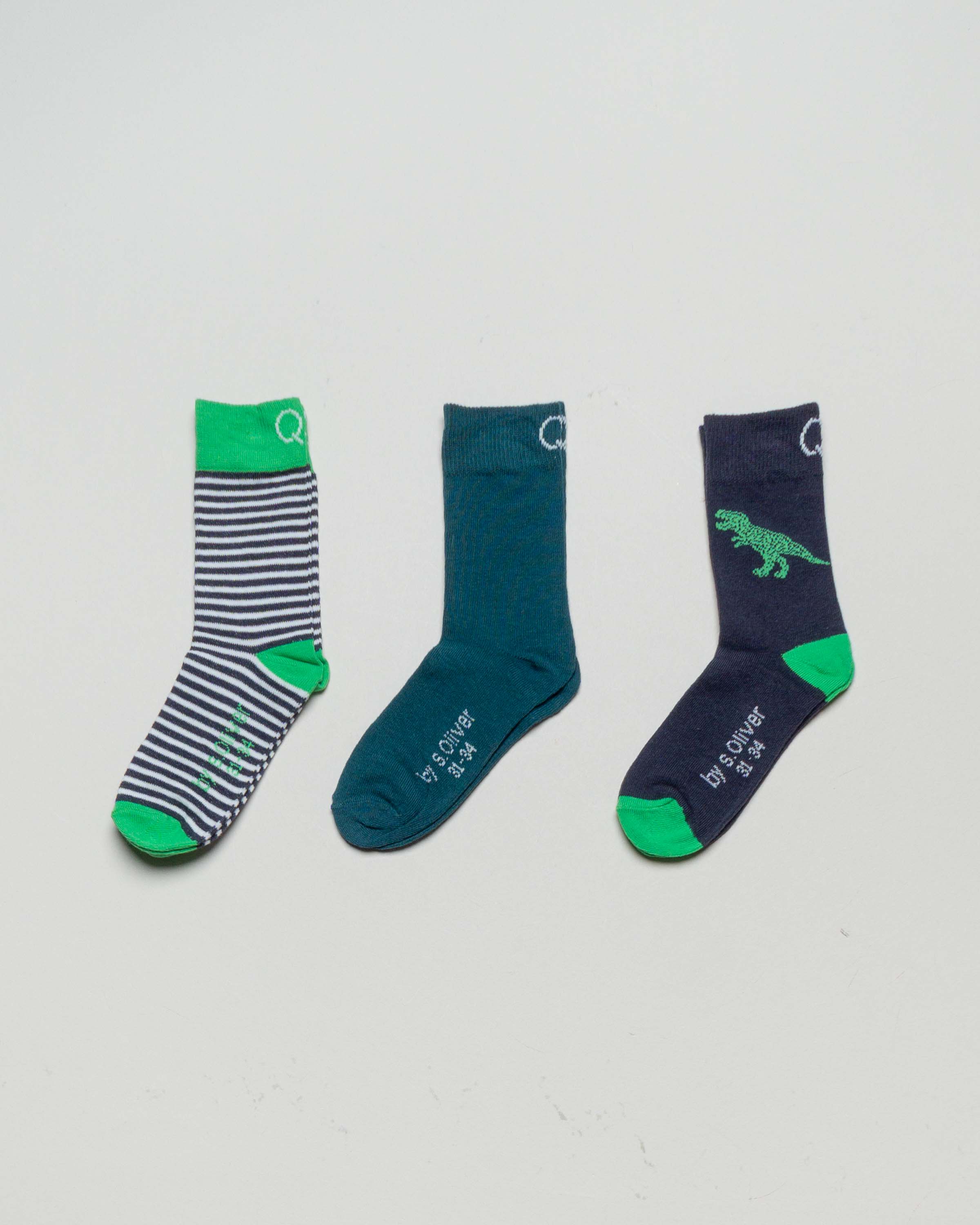 3 Socken Gr. 27-34 – NEU S.Oliver Dino grün Mädchen Junge