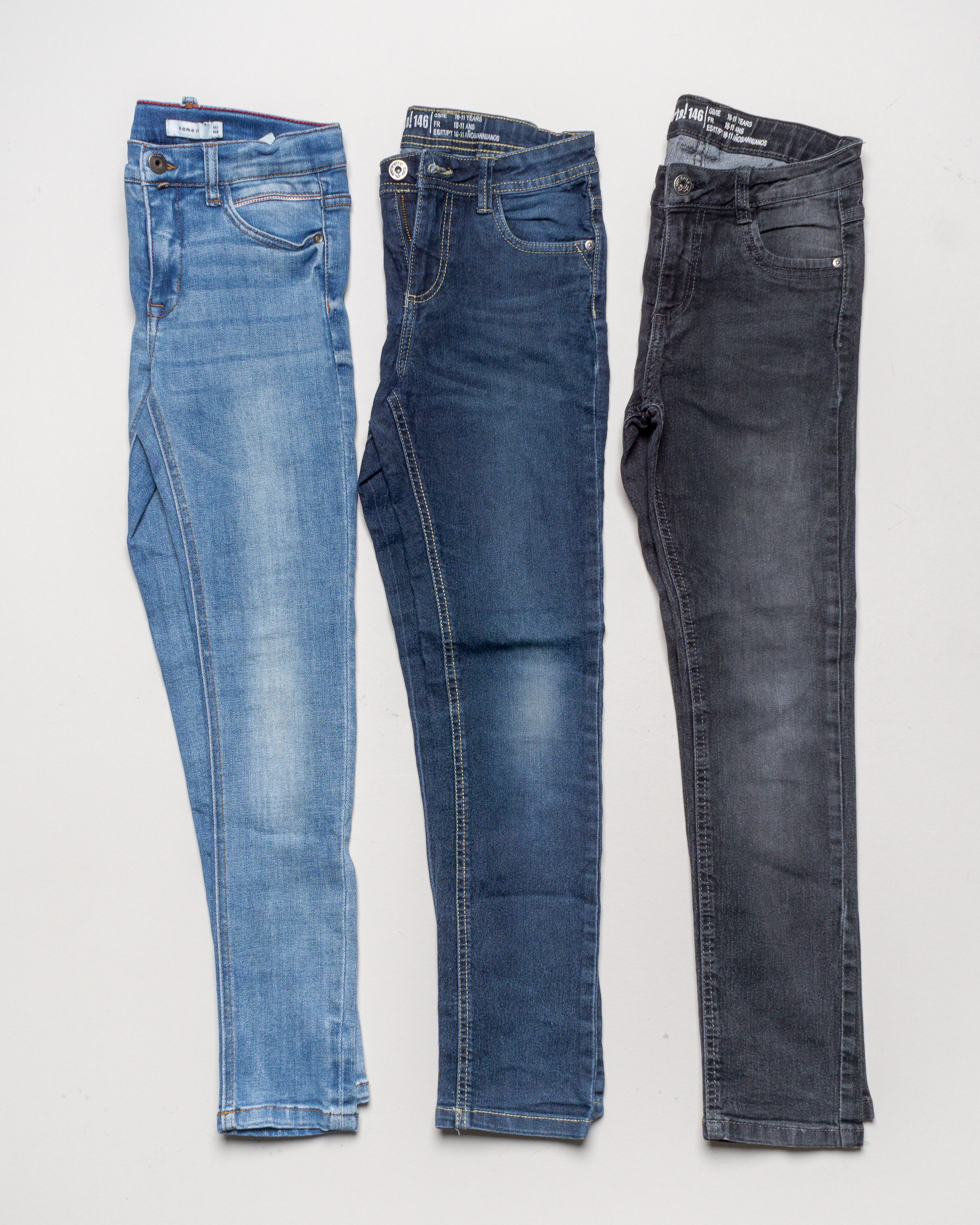 3x Hose Gr. 146 – 1x Name it 1x Esprit langes Bein Jeans Chino mit Knopf Reißverschluss Mädchen Blau Grau