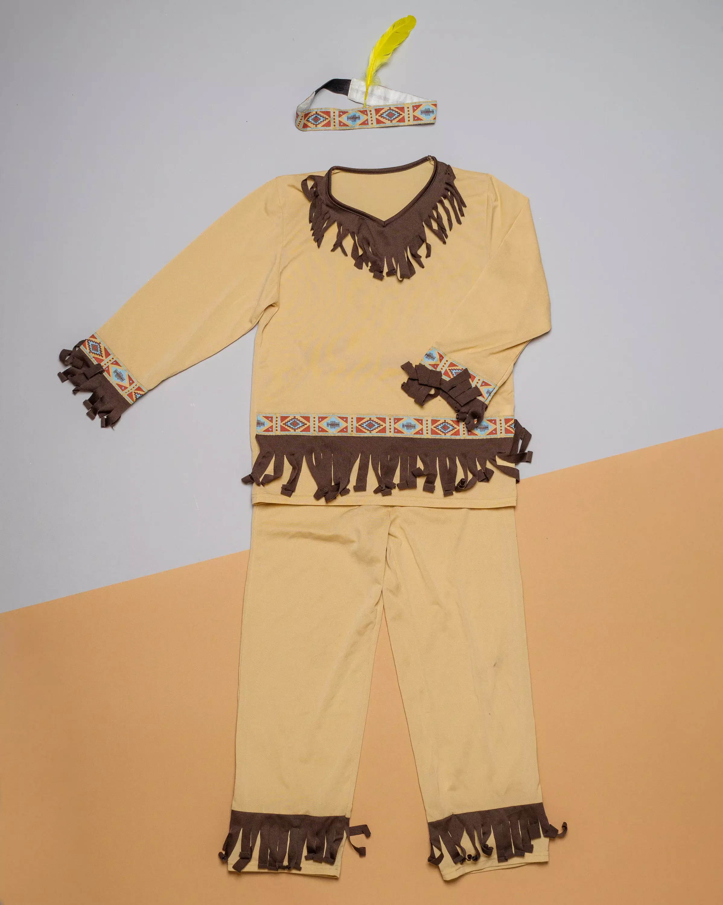 Indianer Gr 128-140 für Unisex - Kostüm mit Federschmuck