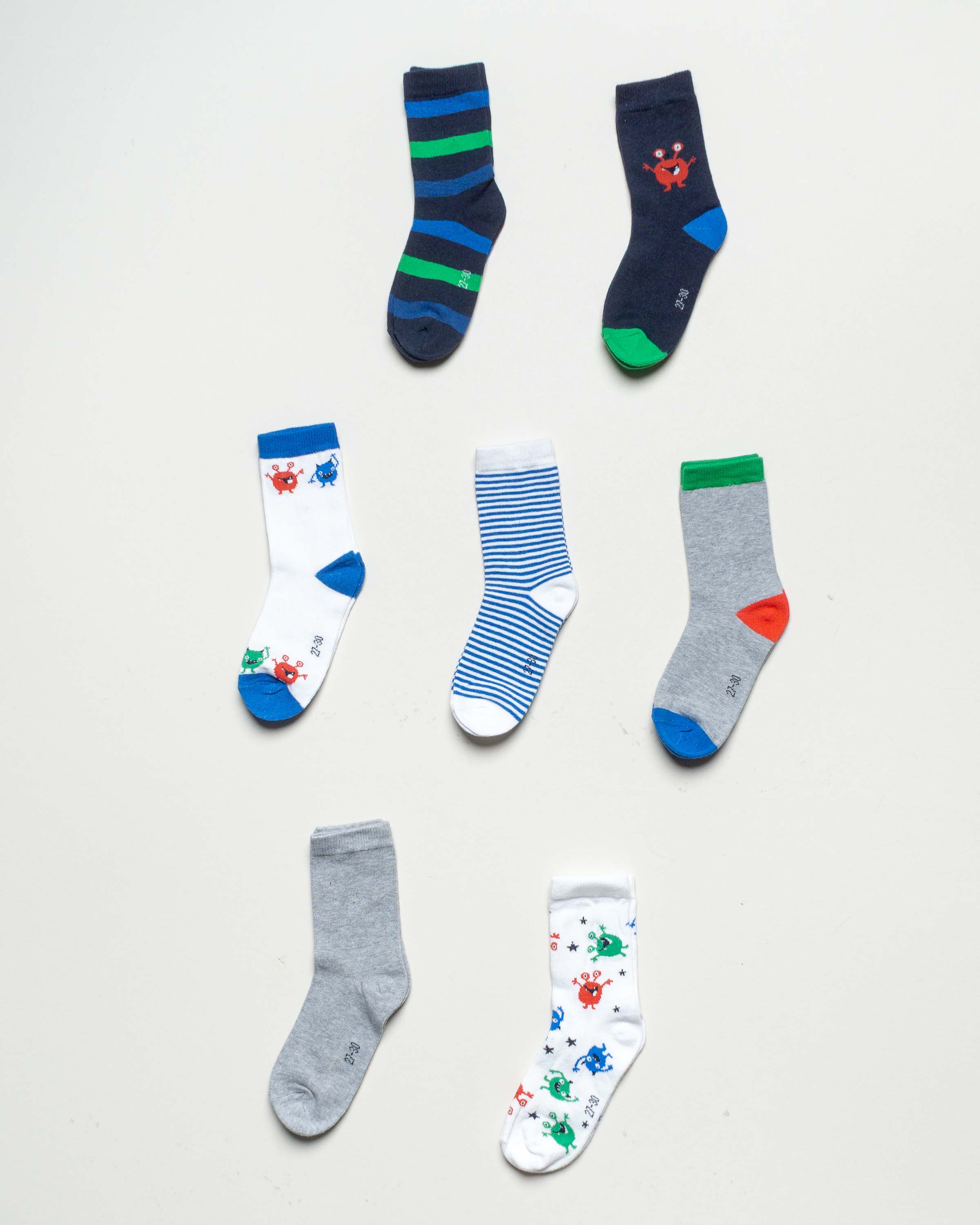 7 Paar Socken Gr. 23-30 – NEU Monster bunt Mädchen Junge