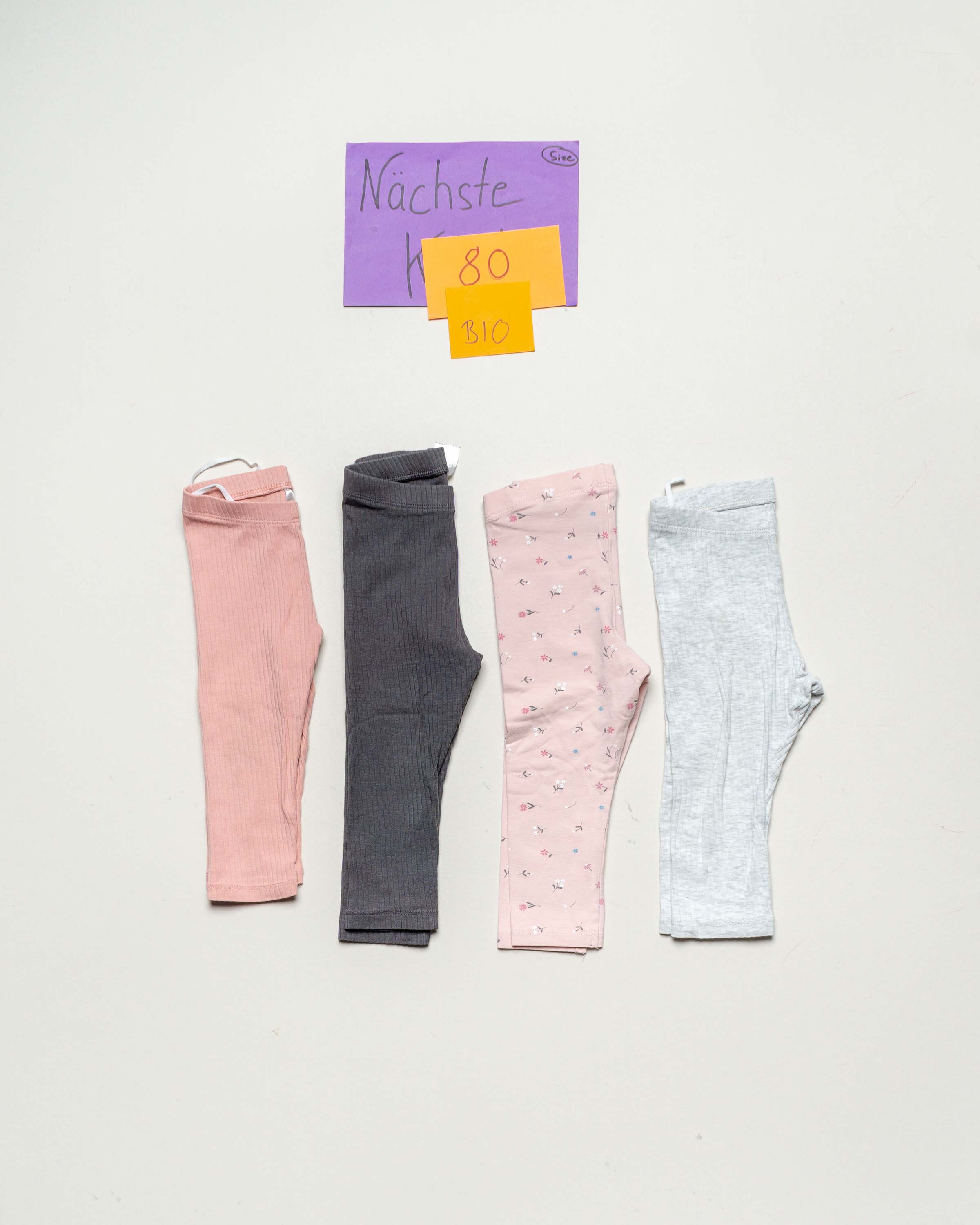 4 Leggings Gr. 80 – pastell – rosa Mädchen Jungen Set Pack