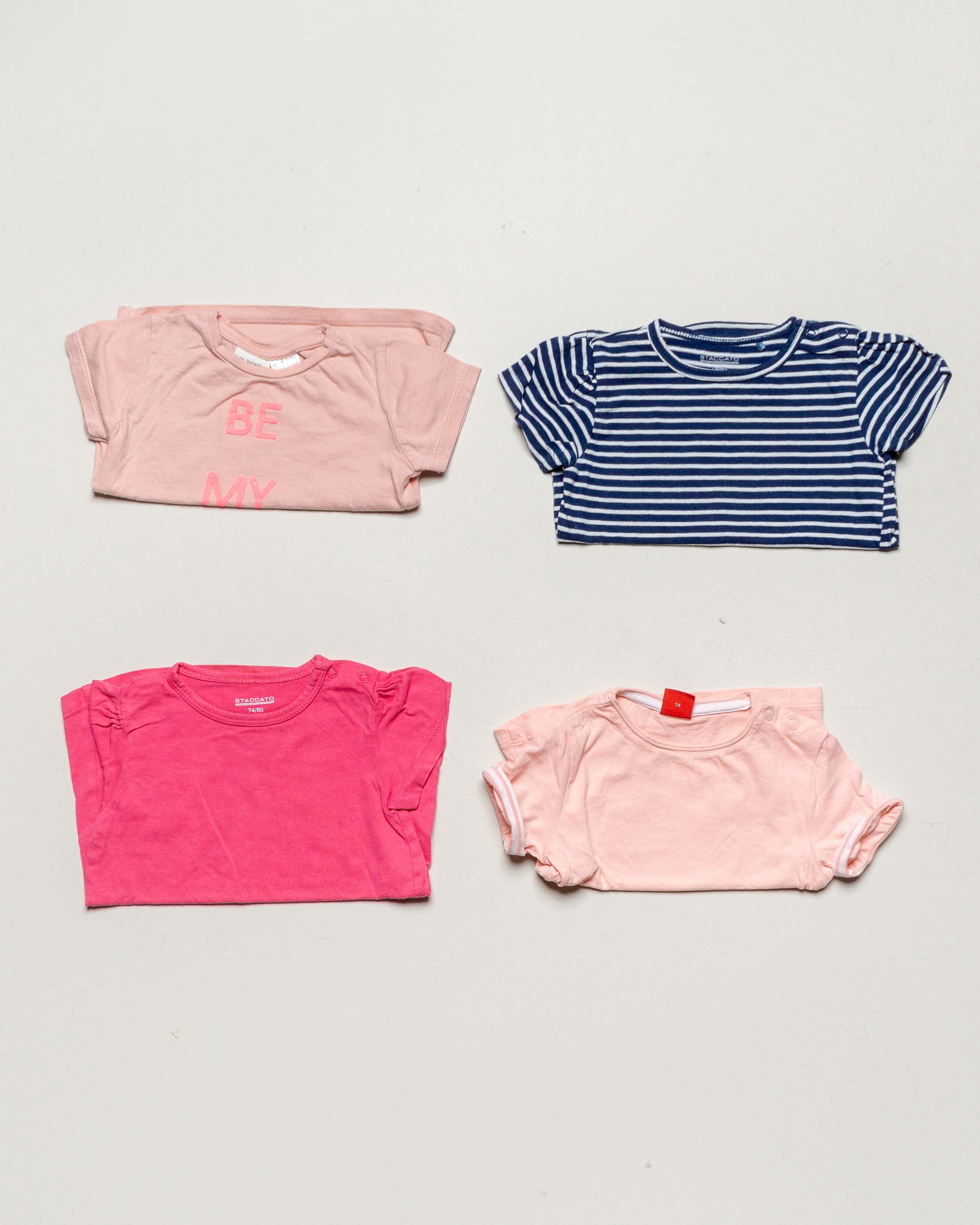 4 T-Shirts Gr. 74 – 1x Esprit 2x Staccato rosa Mädchen Jungen Pack Set