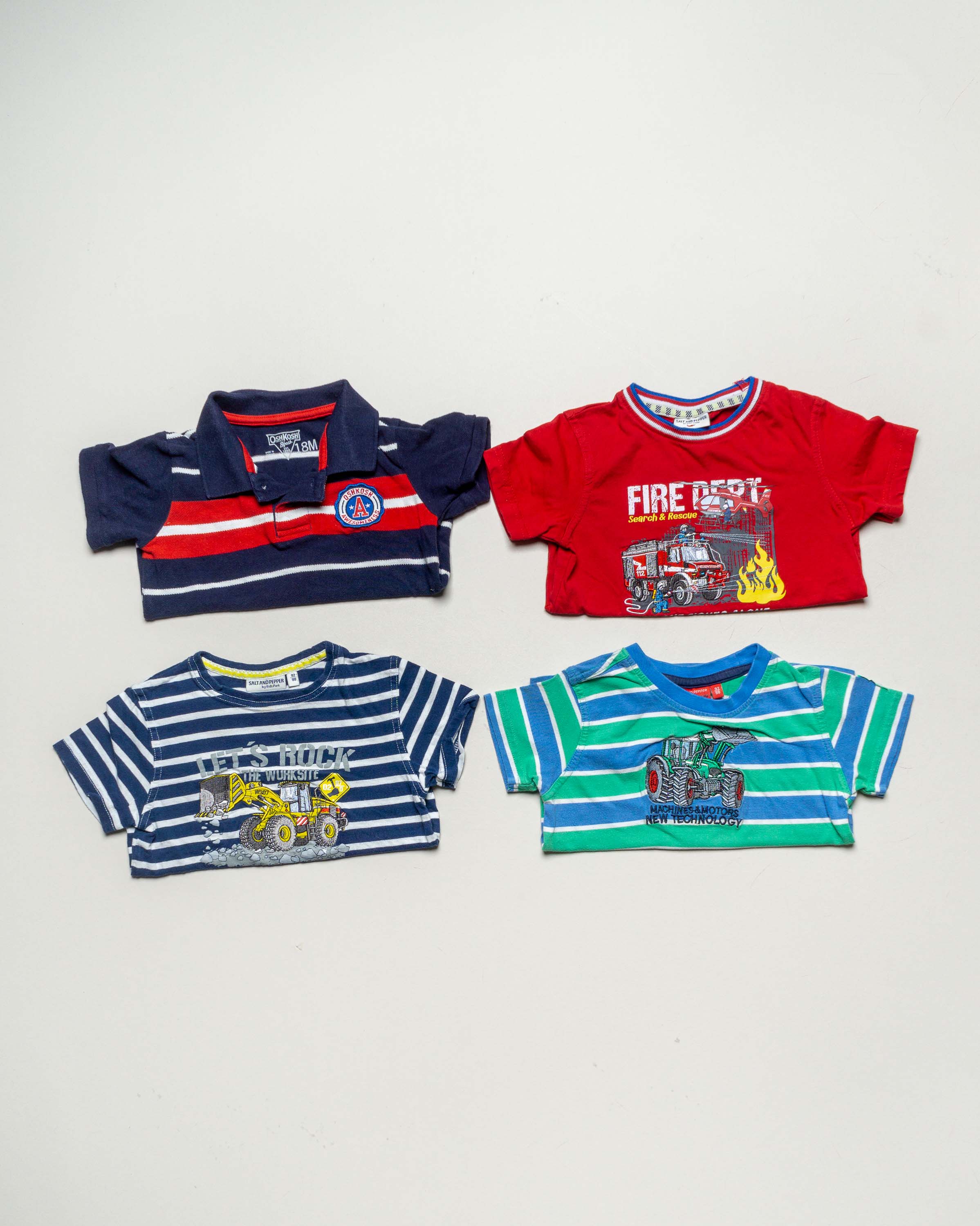 4 T-Shirts Gr. 92 – bunt – kräftige Farben Muster Mädchen Jungen Set Pack