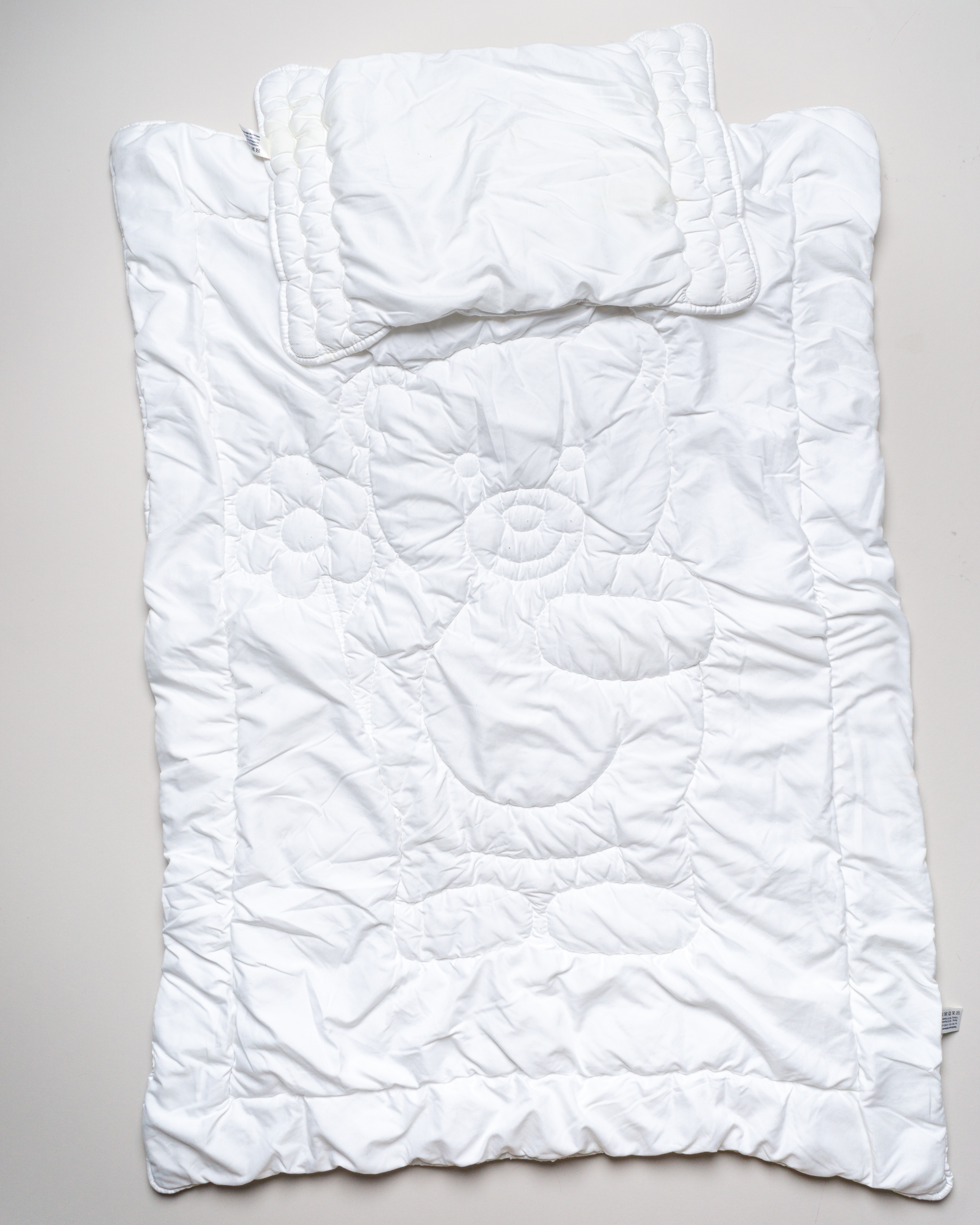 Set Decke und Kissen 100x135 + 40x60 – Bettdecke Oberbett Schlafen Weiß Teddy