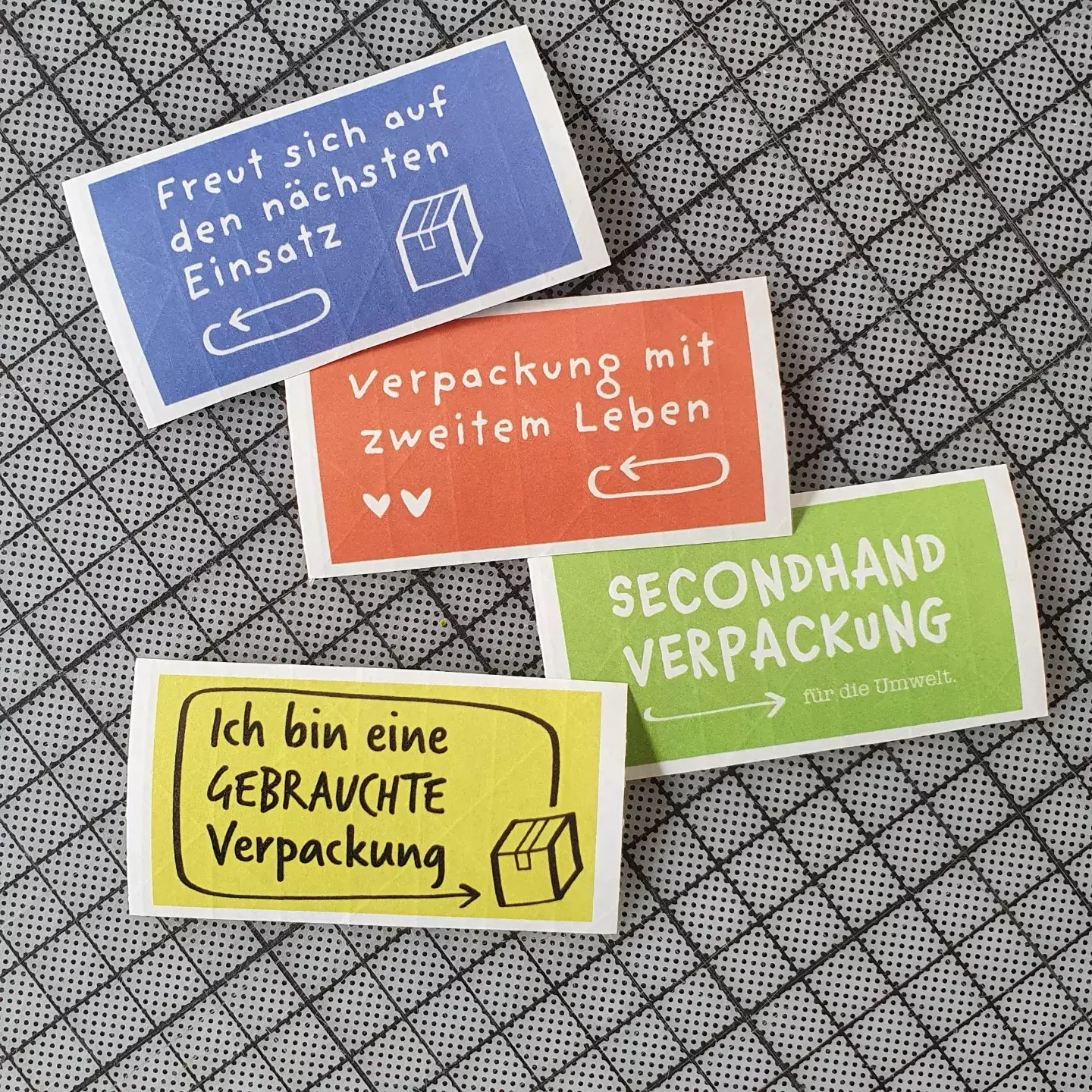 Aufkleber second-hand Verpackung nassklebend – Etikett Recycling Versand Nachhaltig Sticker