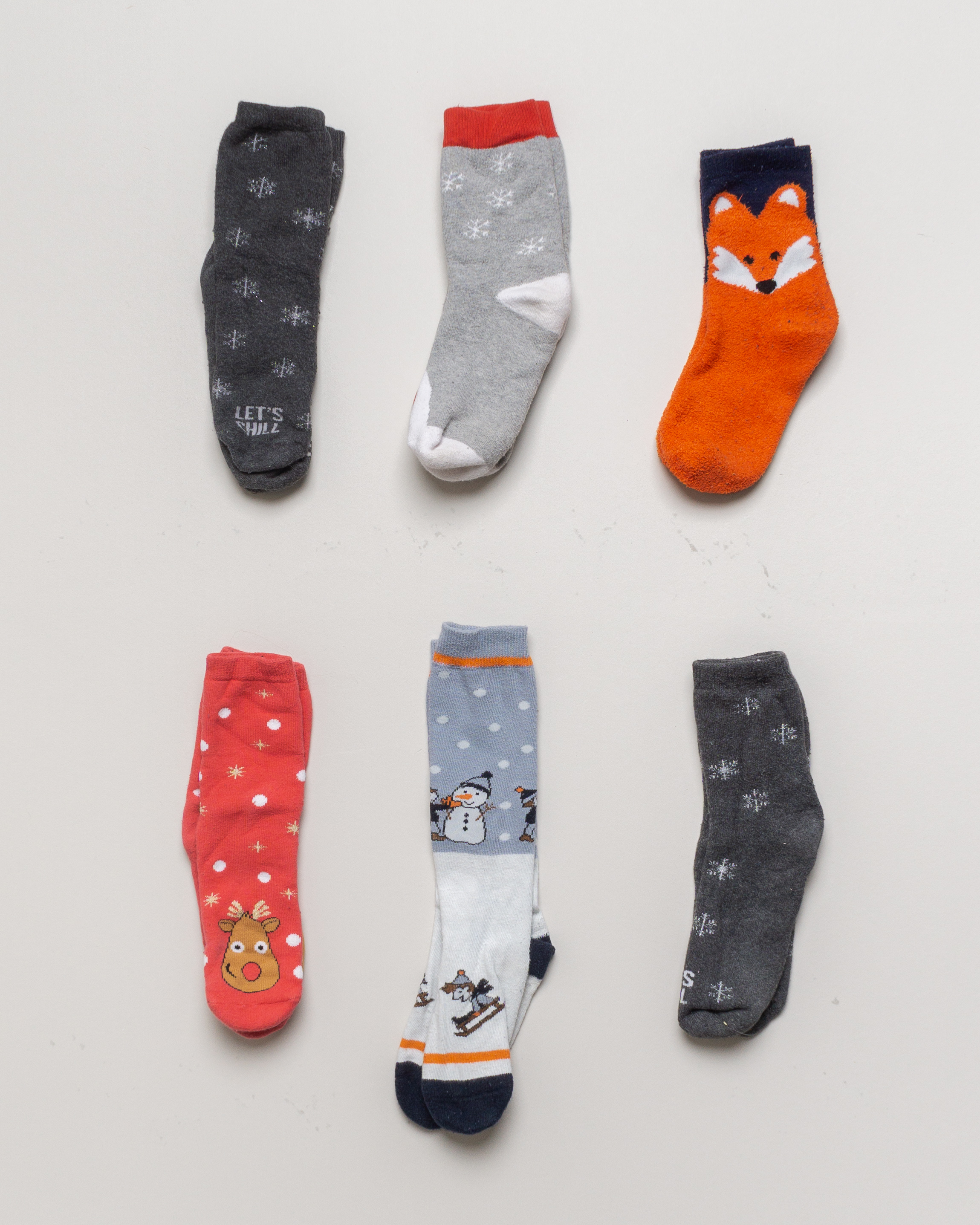 6 Paar Socken Gr. 31-34 – Winter Weihnachten Fuchs Schneeflocken