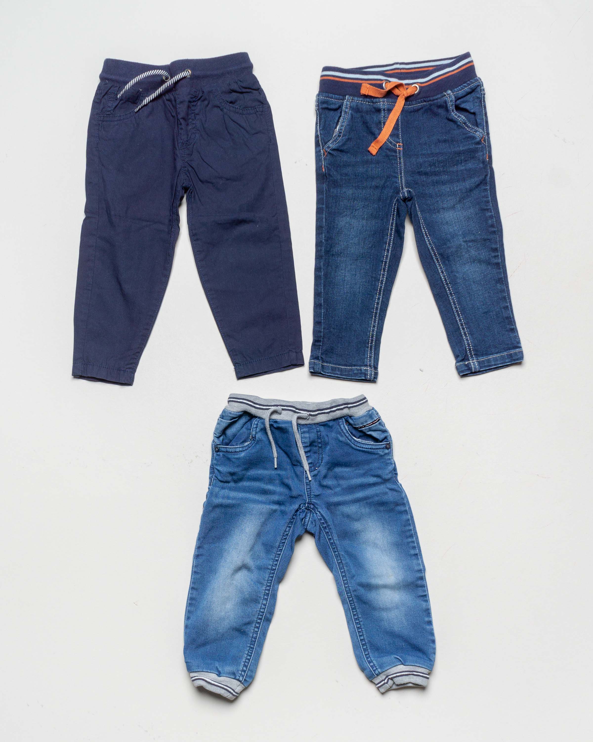 3 Lange Hosen Gr. 86/92 – 1x Bio 1x Blue Seven 1x name it  blau Jungen Mädchen Pack Set