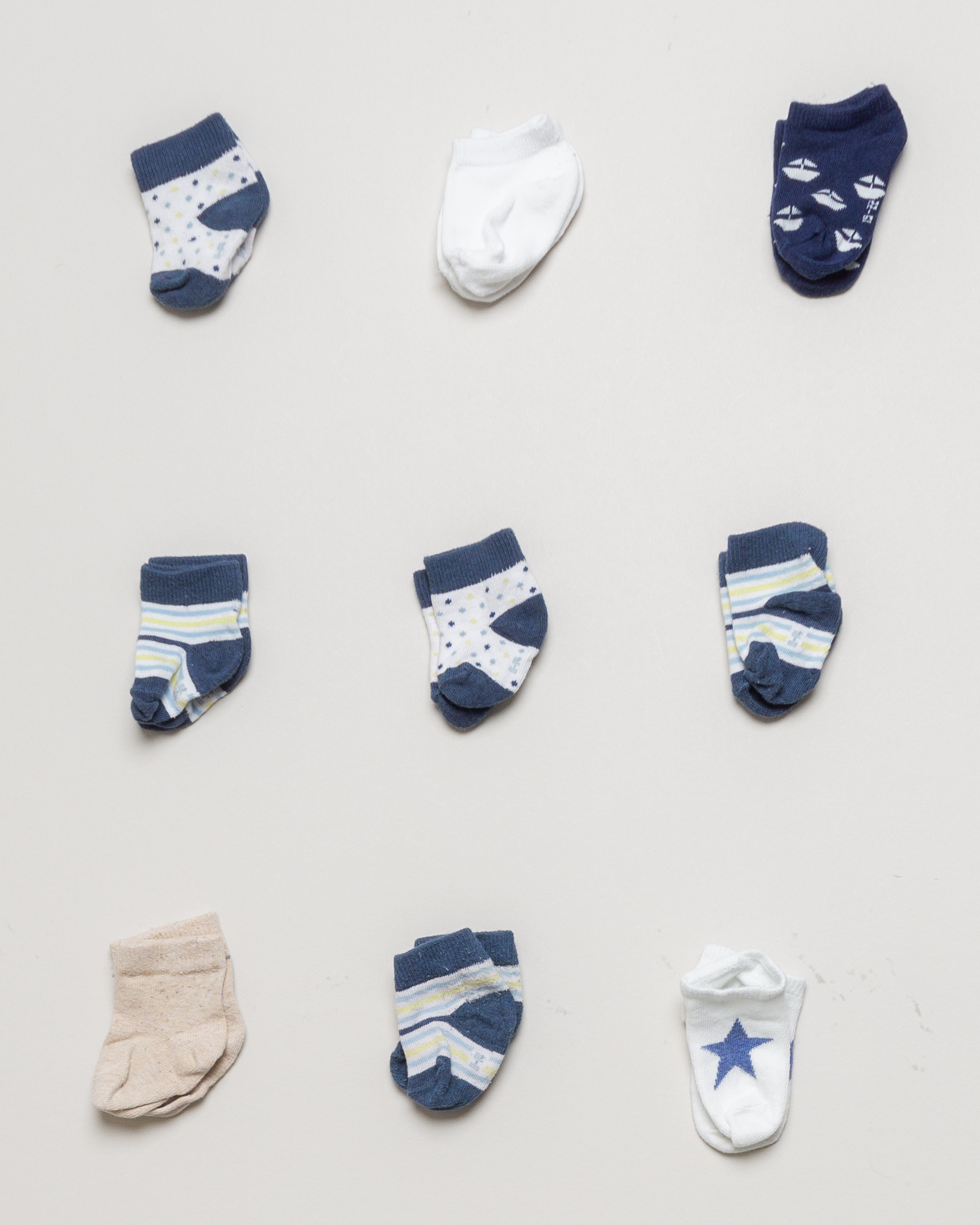 9 Paar Socken Gr. 18-22 - Set Pack Blau Sterne Maritim Boote