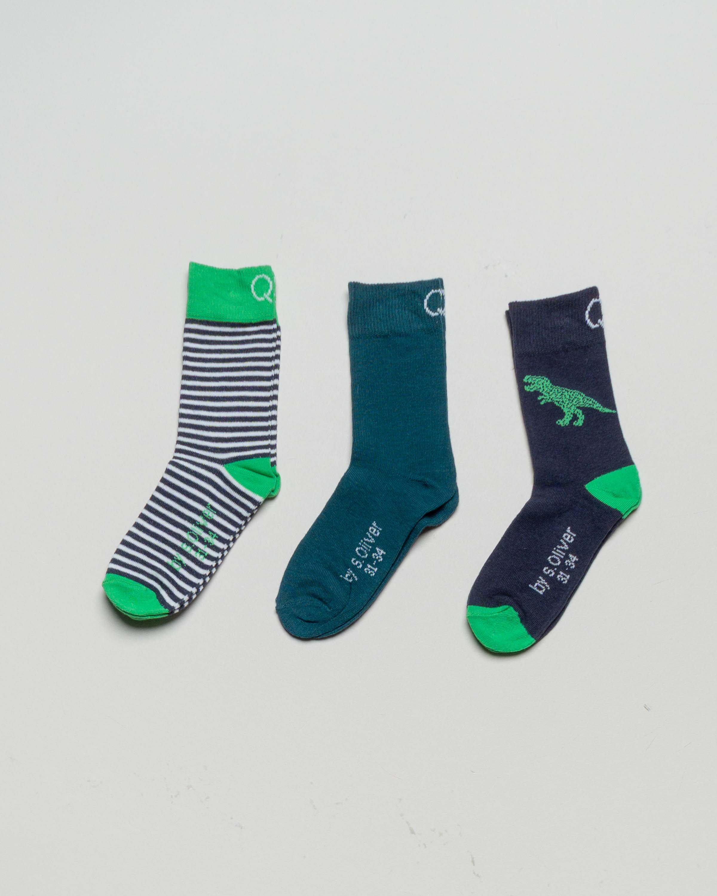 3 Socken Gr. 27-34 – NEU S.Oliver Dino grün Mädchen Junge