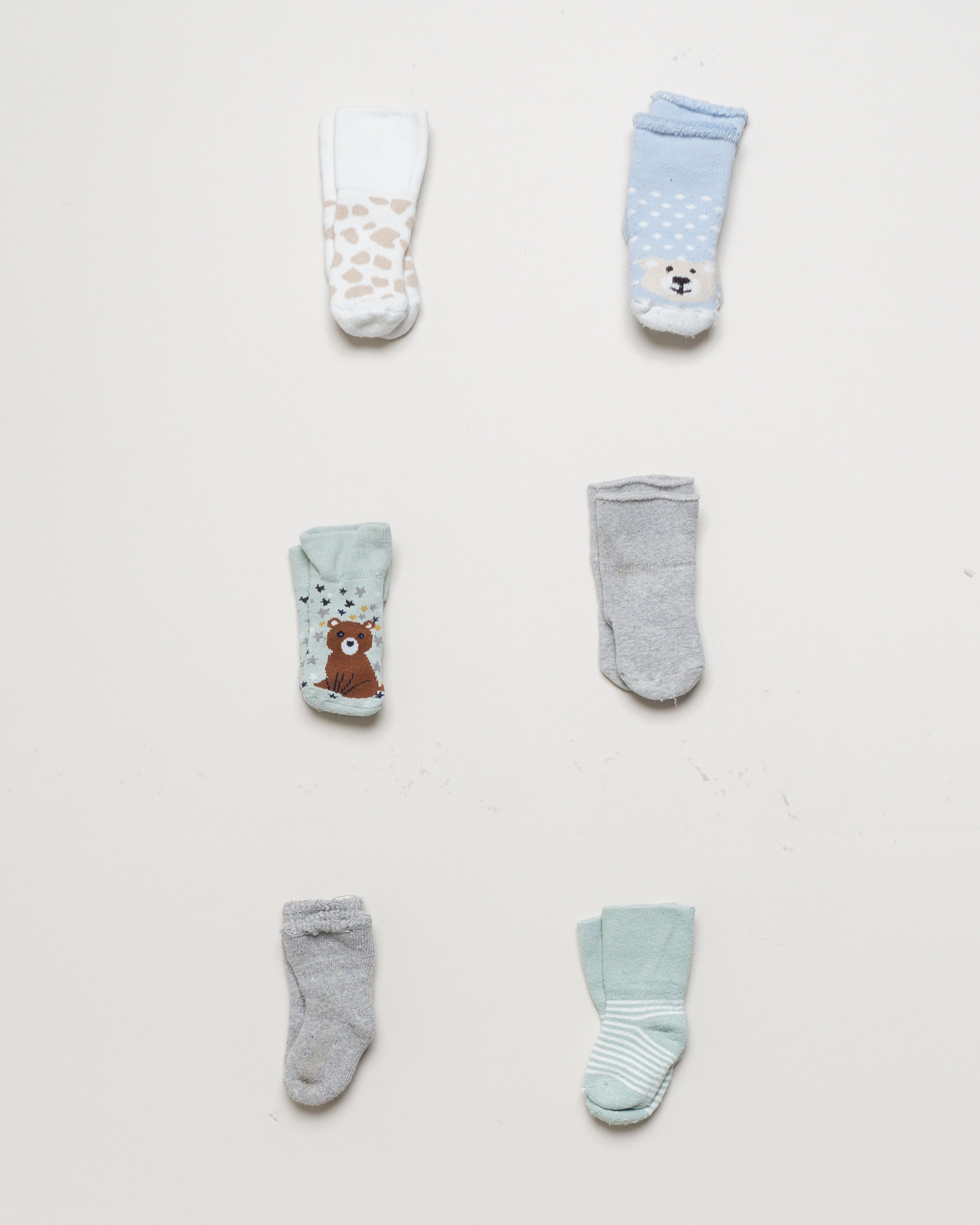 6 Paar Socken Gr. 18-22 - Set Pack Bären Grau Mint