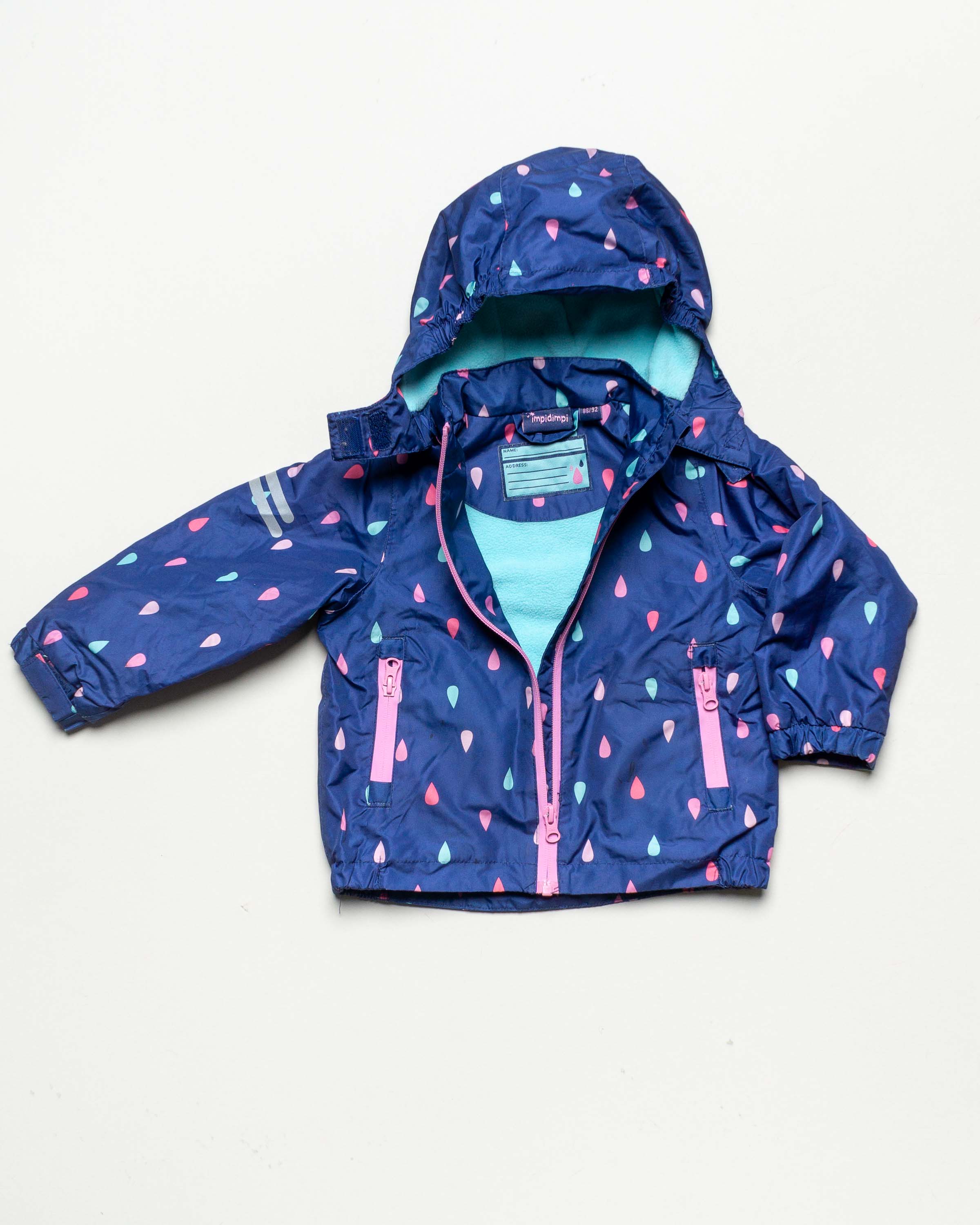 Matschjacke Gr. 74/80 - gefüttert Regenjacke blau pink Mädchen Junge 