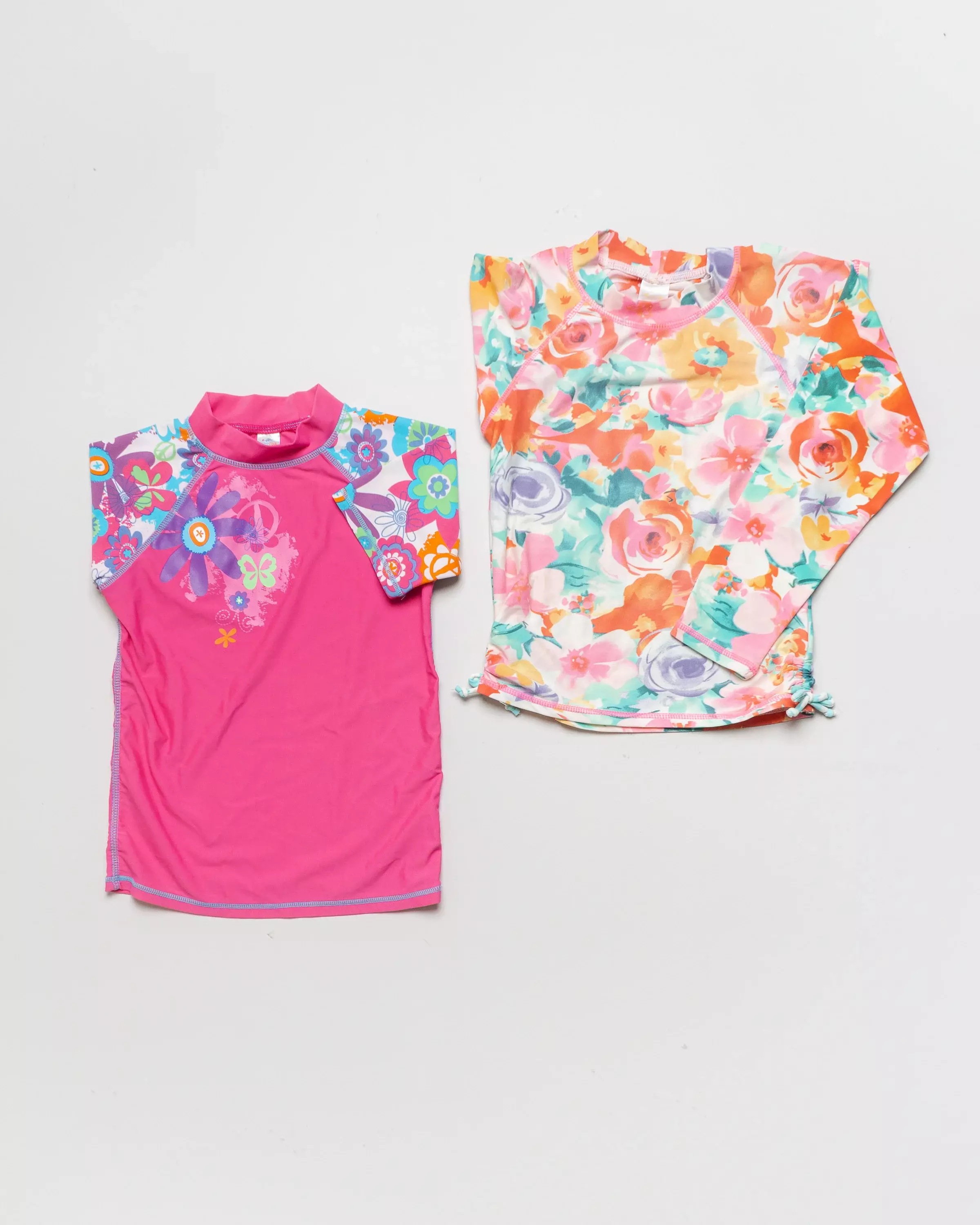 2 UV Schutz Oberteile Gr. 122 – Blumen Blüten pink Strand Schwimmkleidung Mädchen Set Pack