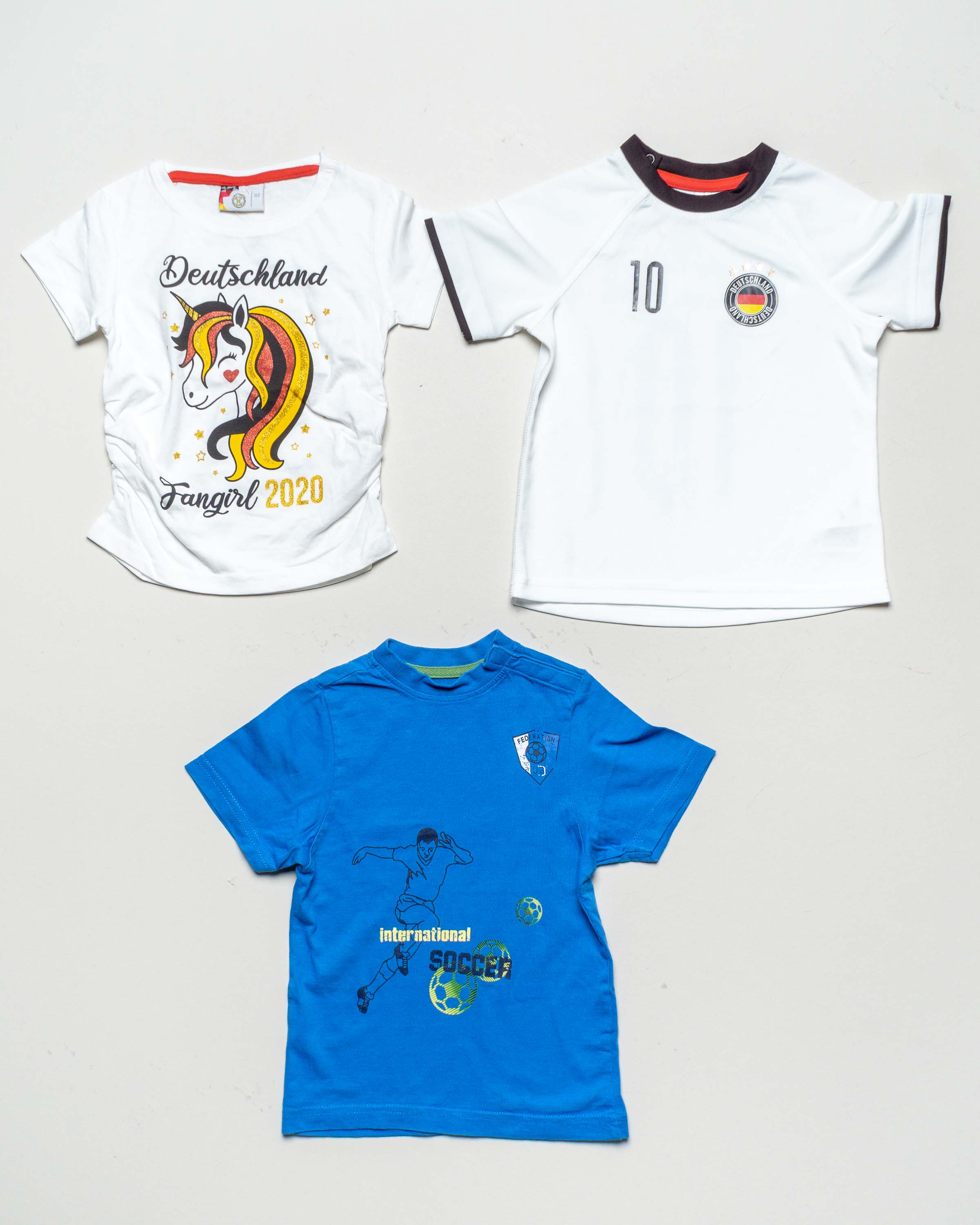 1 T-Shirt Gr. 86/92 – Fußball Trikot Fußballshirt EM WM Mädchen Jungen