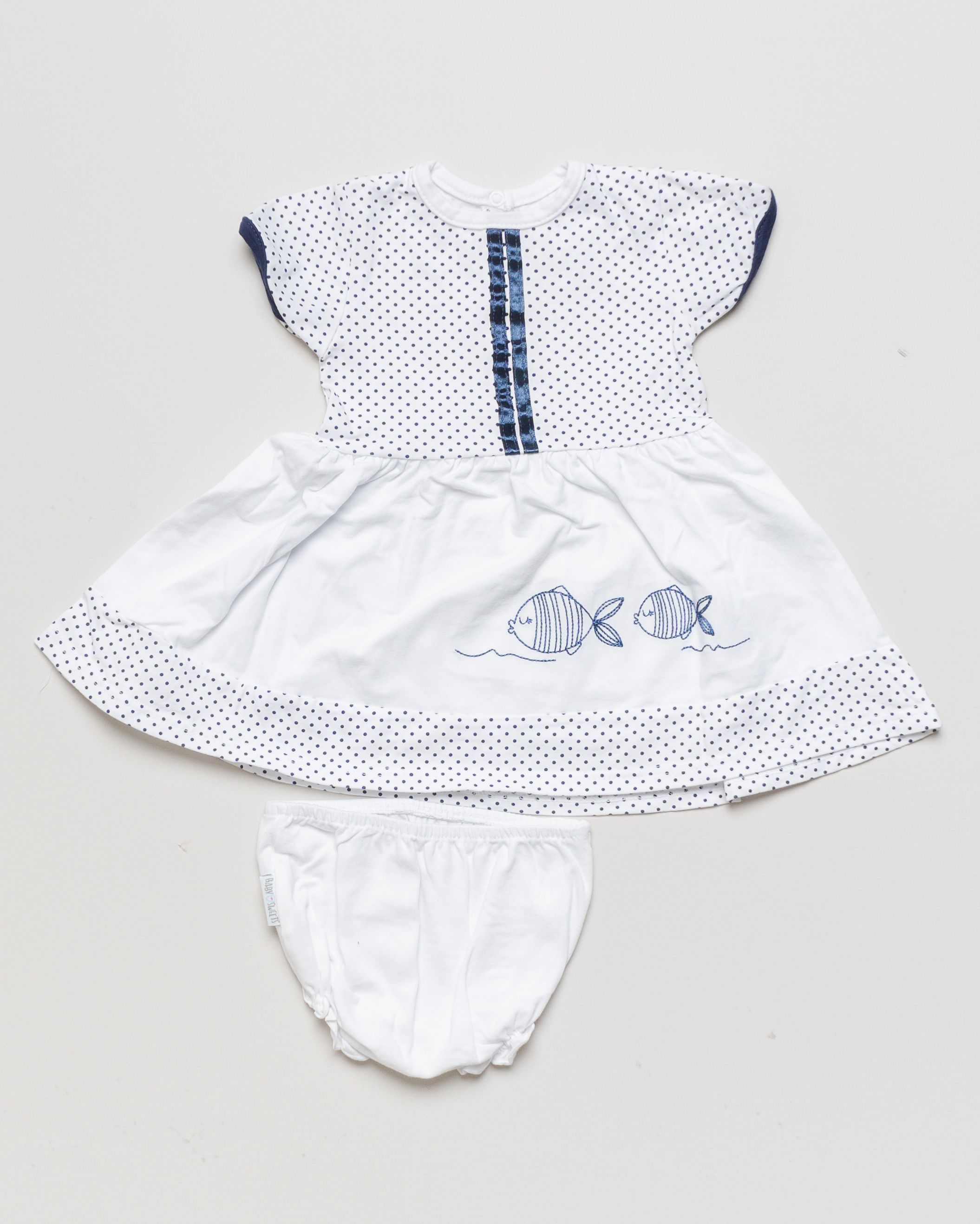 Kleid Gr. 74 – Maritim Fische weiß blau Kombi Outfit Set Pack
