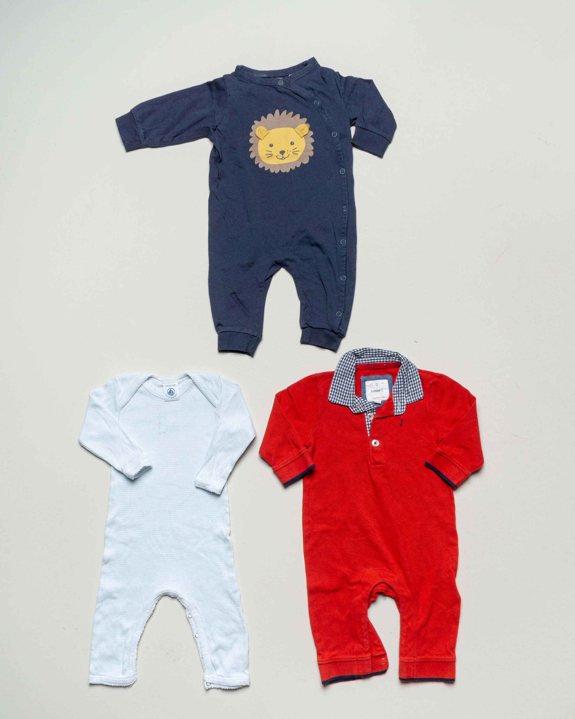 3 Strampler – Gr. 62–68 1x Junior 1x Petit Bateau 1x H&M  Set Pack Mädchen Junge