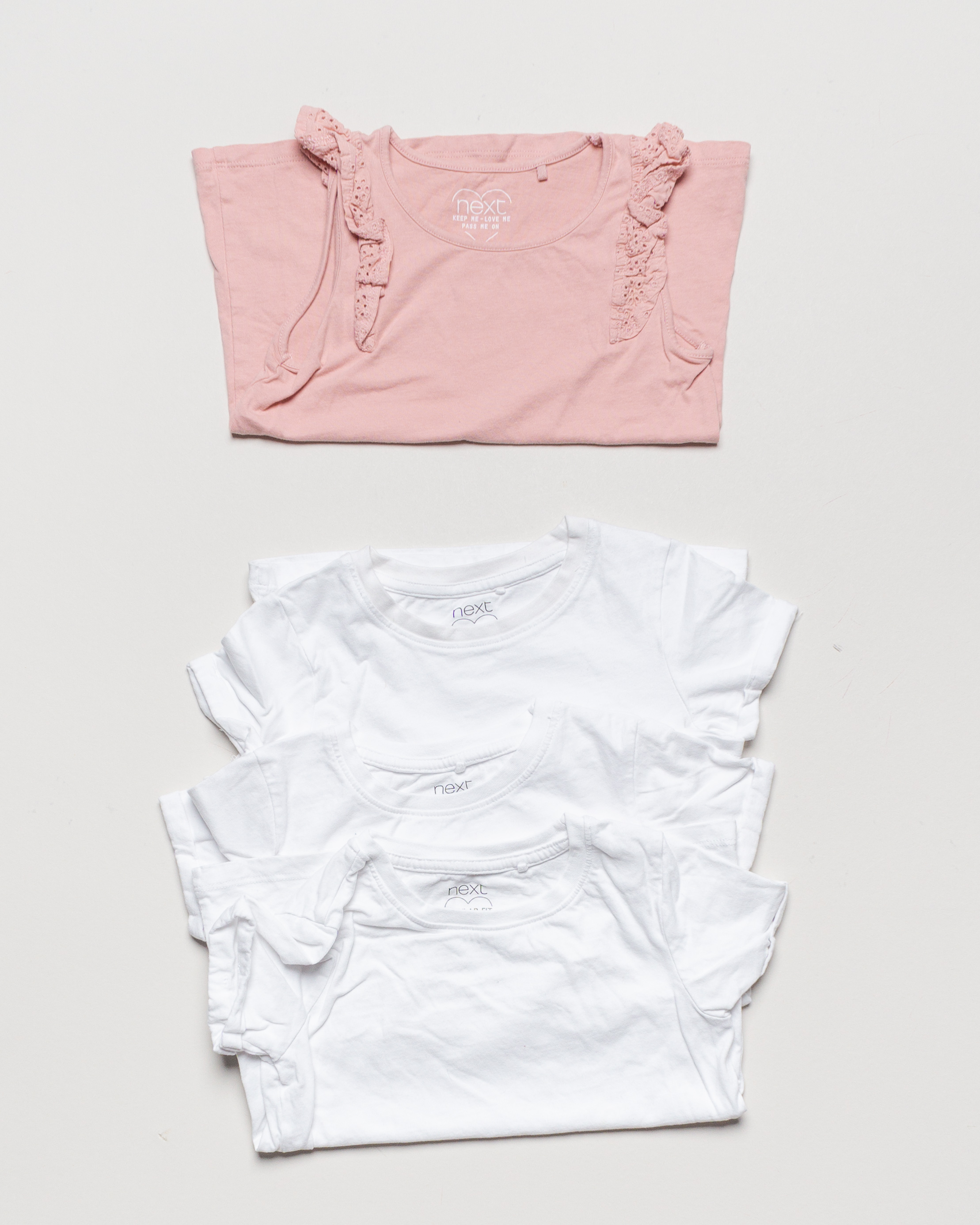 4 Oberteile Gr. 116 – 4x Next Shirt Kurzarm Top rosa weiß Set Pack