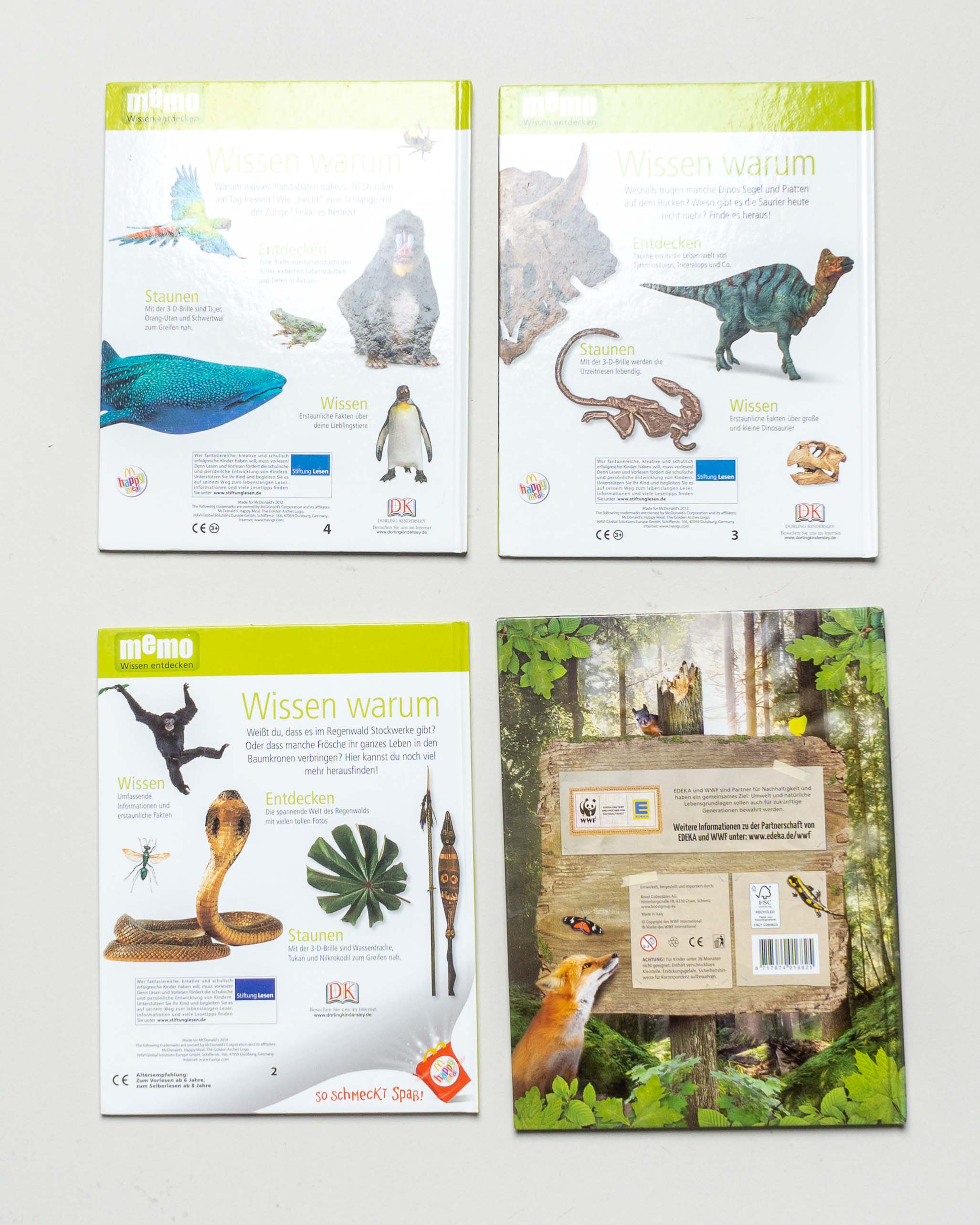 4 Bücher – memo Regenwald Dinosaurier Welt der Tiere