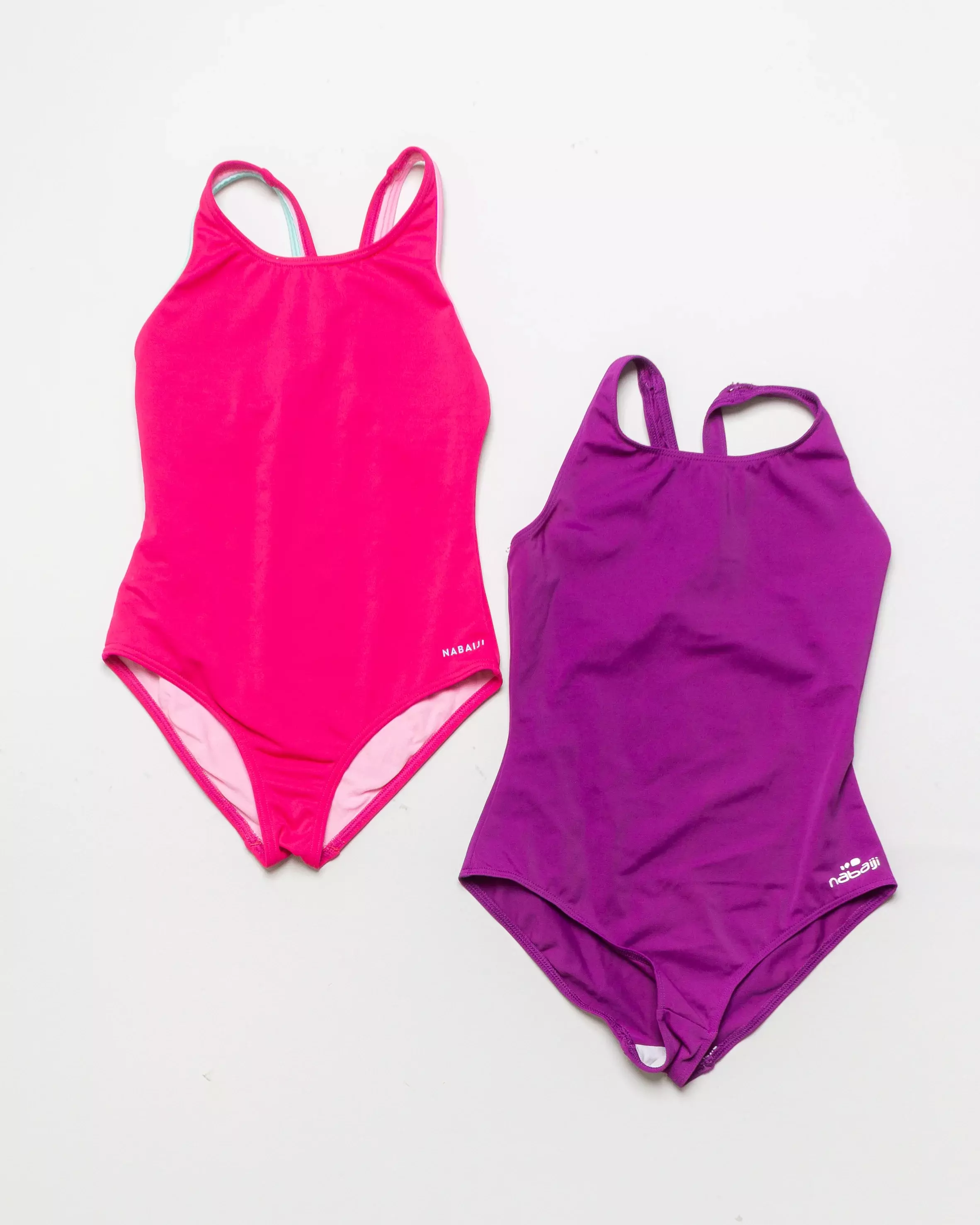 2 Badeanzüge Gr. 122 – Strand pink lila uni Set Pack