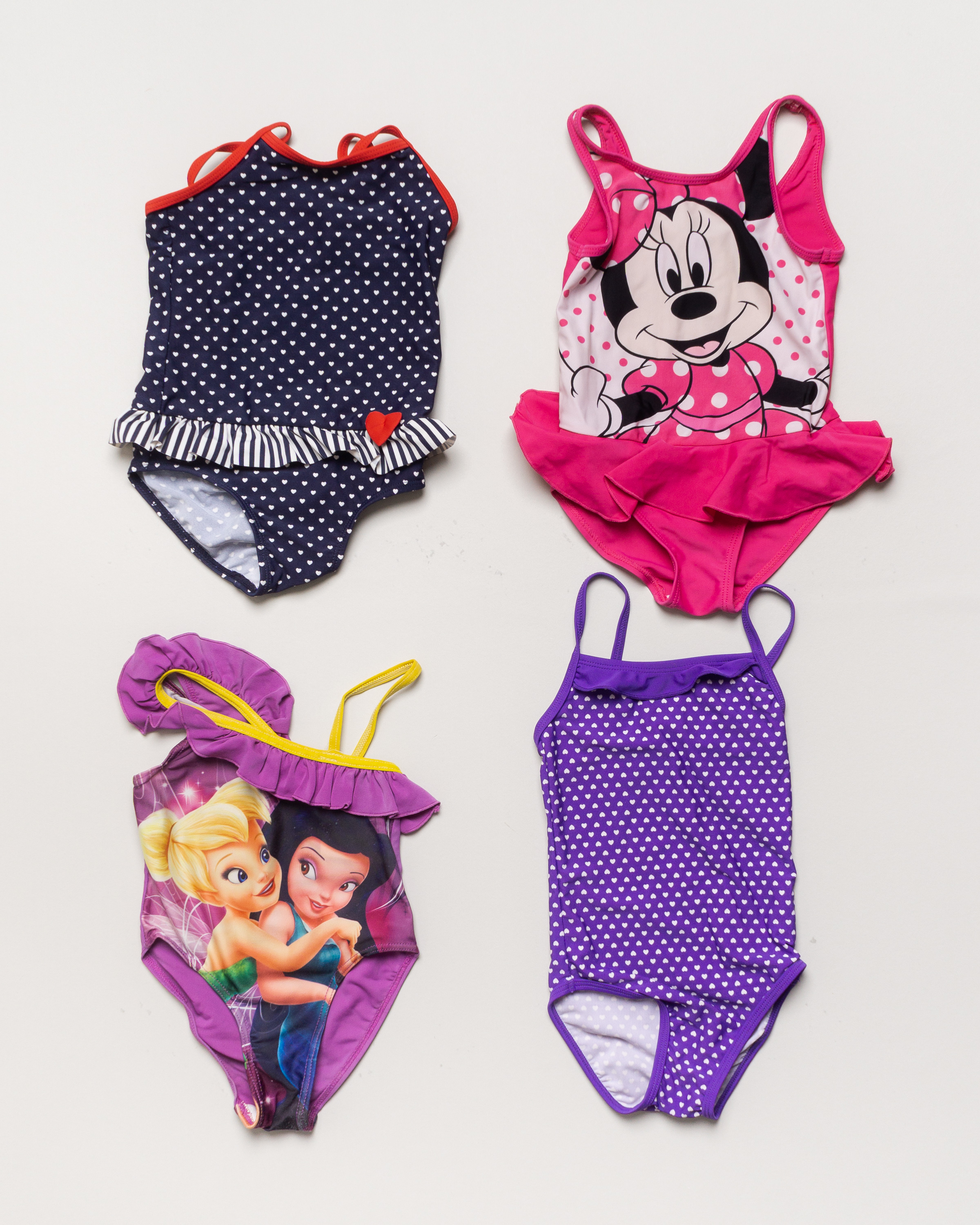 1x Badeanzug Gr. 92 – Punkte Minnie Mouse Tinker Bell Mädchen lila