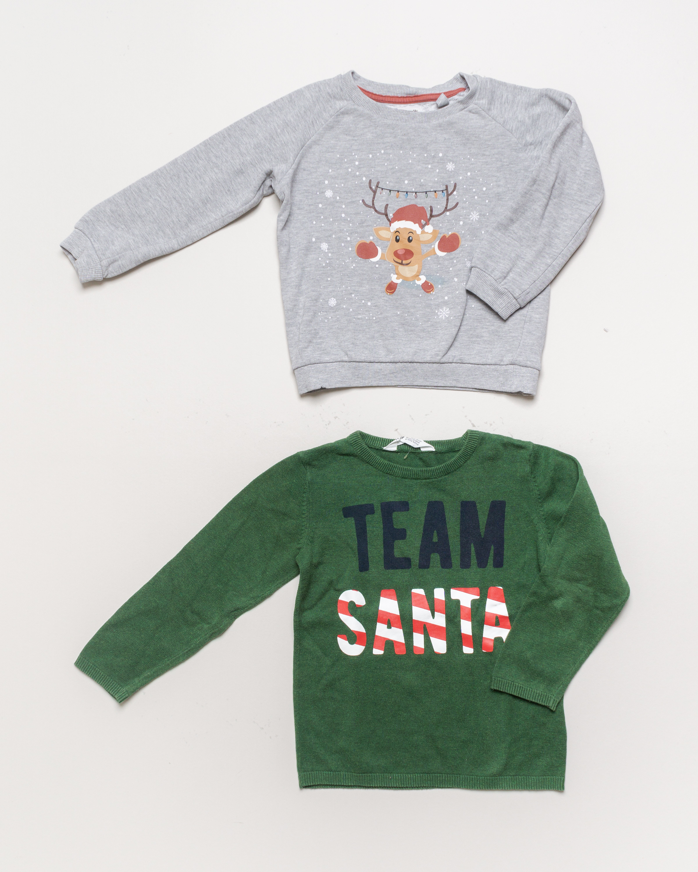 1 Pullover Gr. 110 – Weihnachten Rentier Tiere Team Santa grün Strick