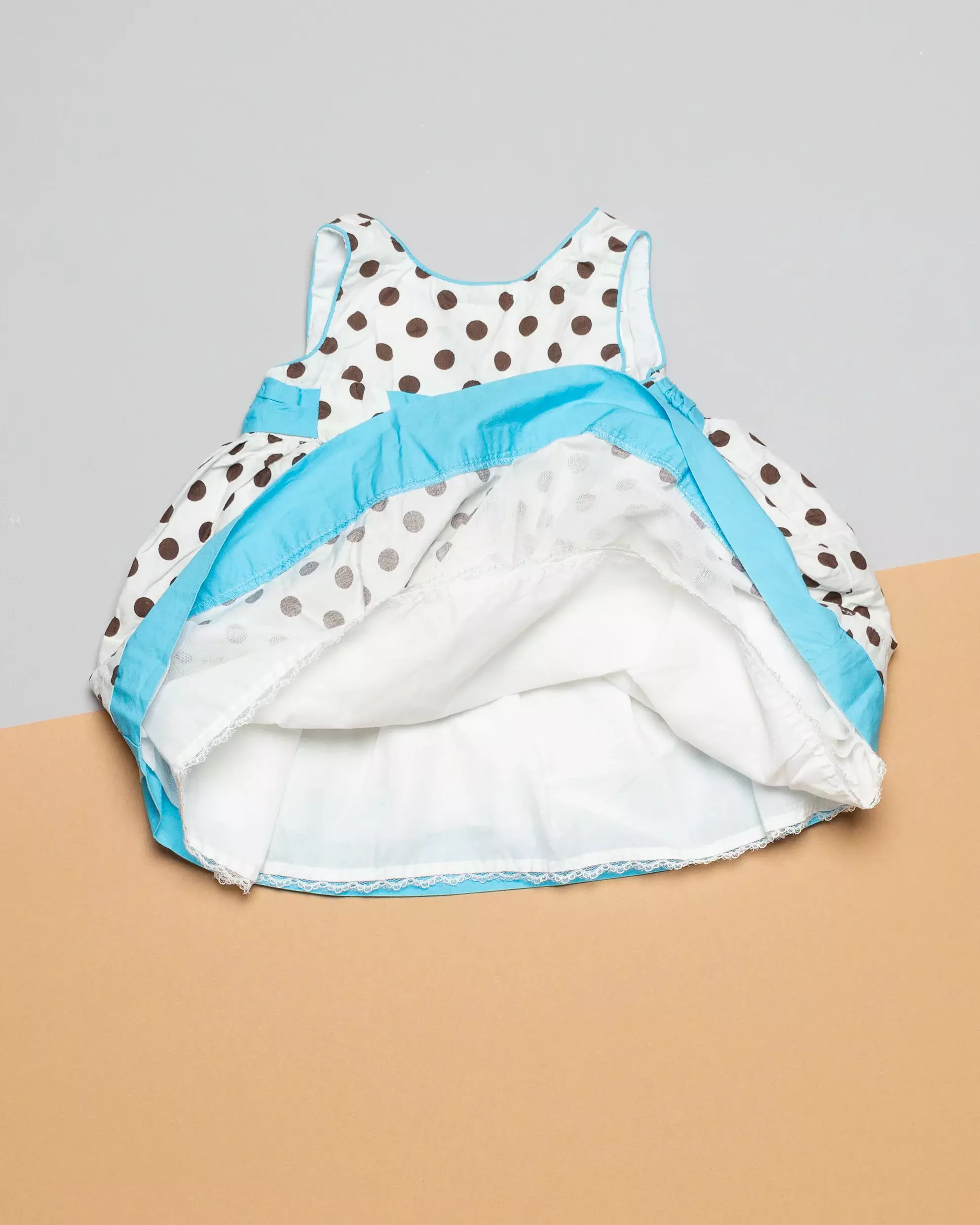 Kleid Gr. 80 – mit Punkten, Polka Dots & blauer Schleife hinten