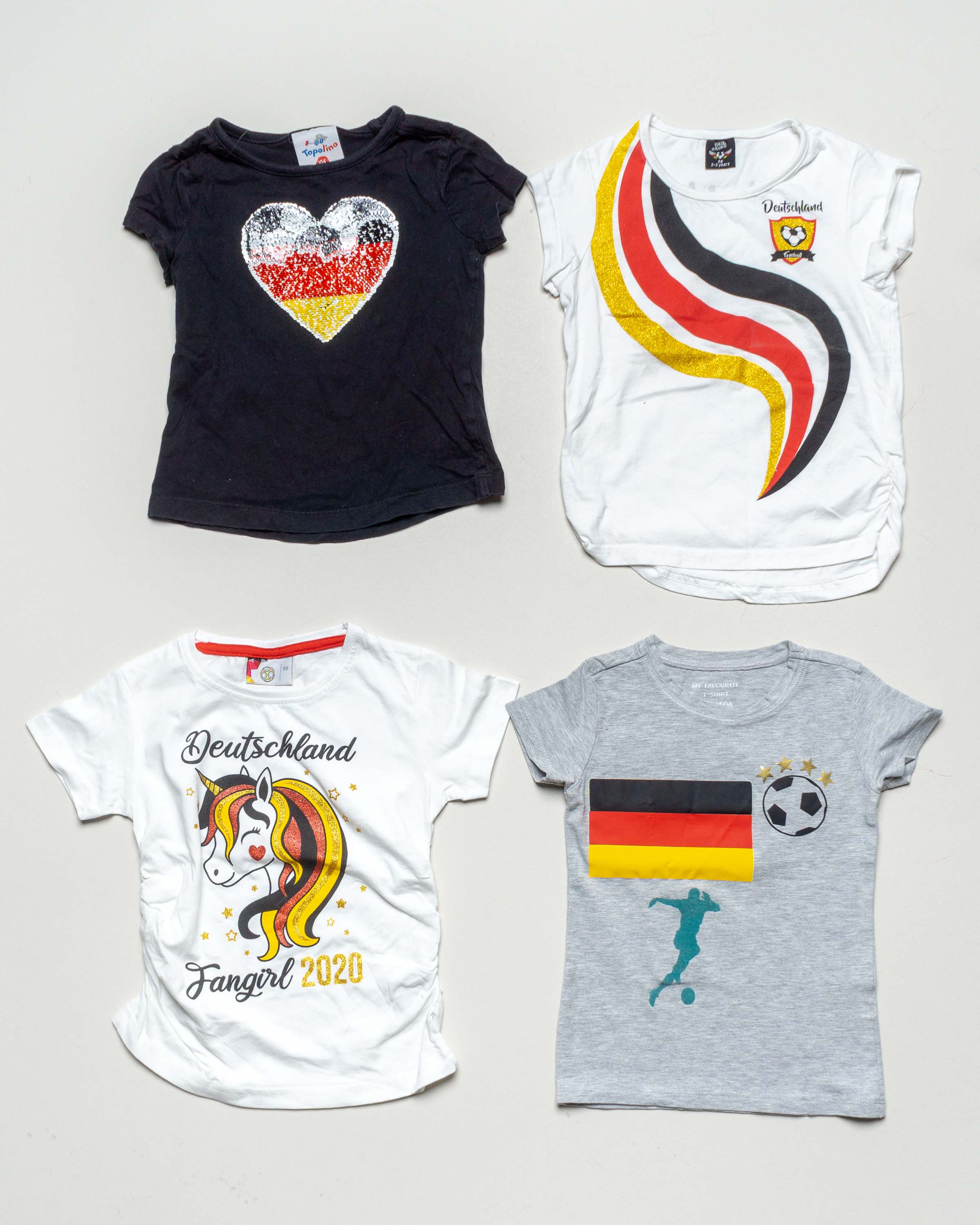 1 T-Shirt Gr. 98/104 – Fußball Trikot Fußballshirt EM WM Mädchen Jungen