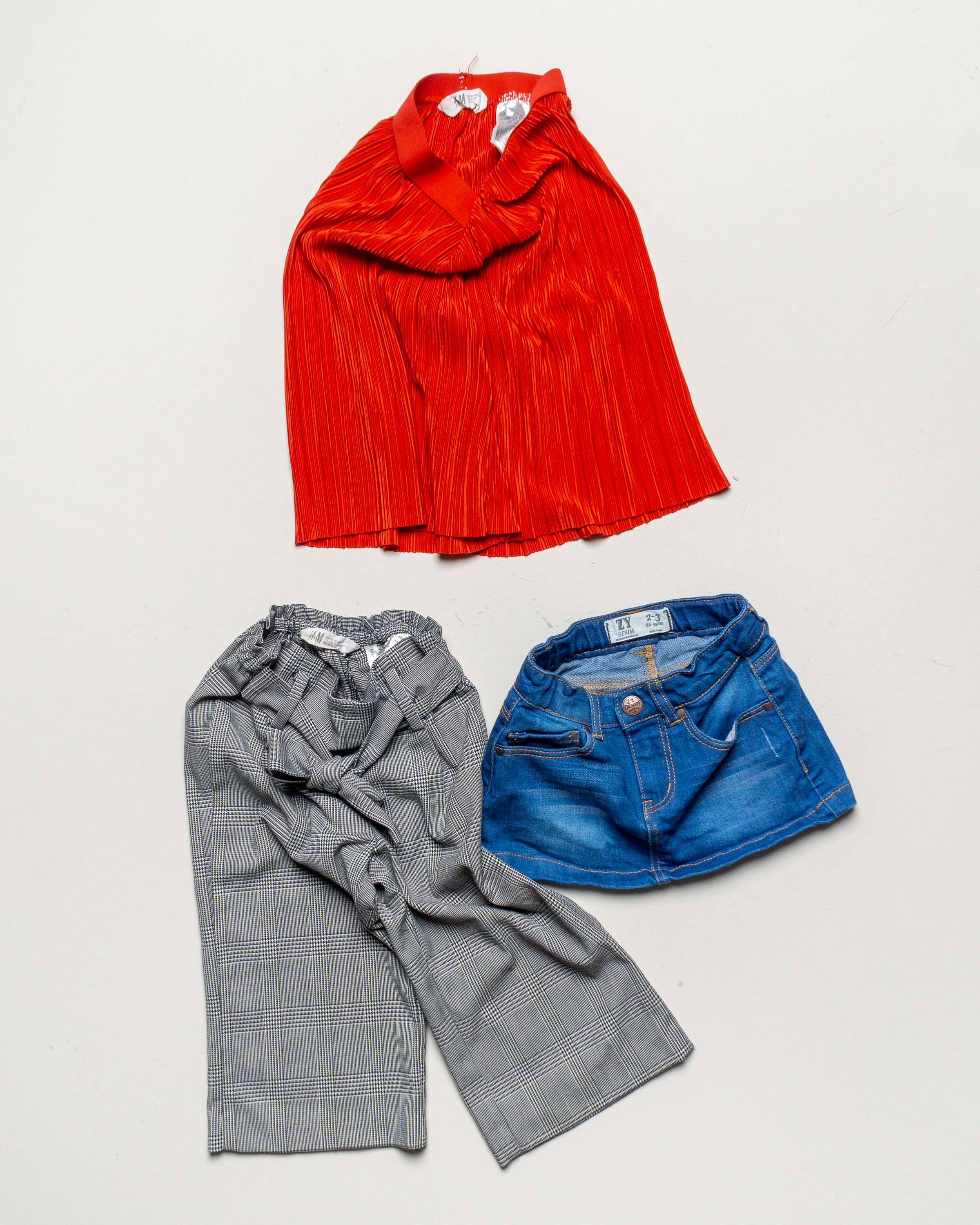 3 Teile Gr. 92 – blau Röcke kurze Hosen Mädchen Jungen Set Pack