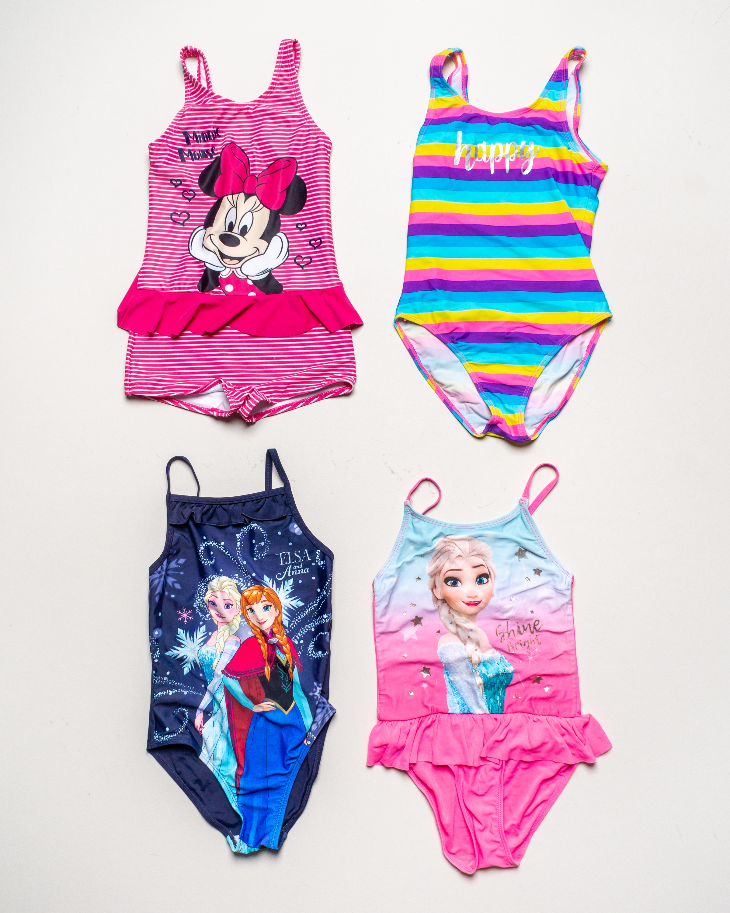 1x Badekleidung Gr. 122/128 – Schwimmsachen Badeanzug Elsa Anna Frozen Minnie Mouse