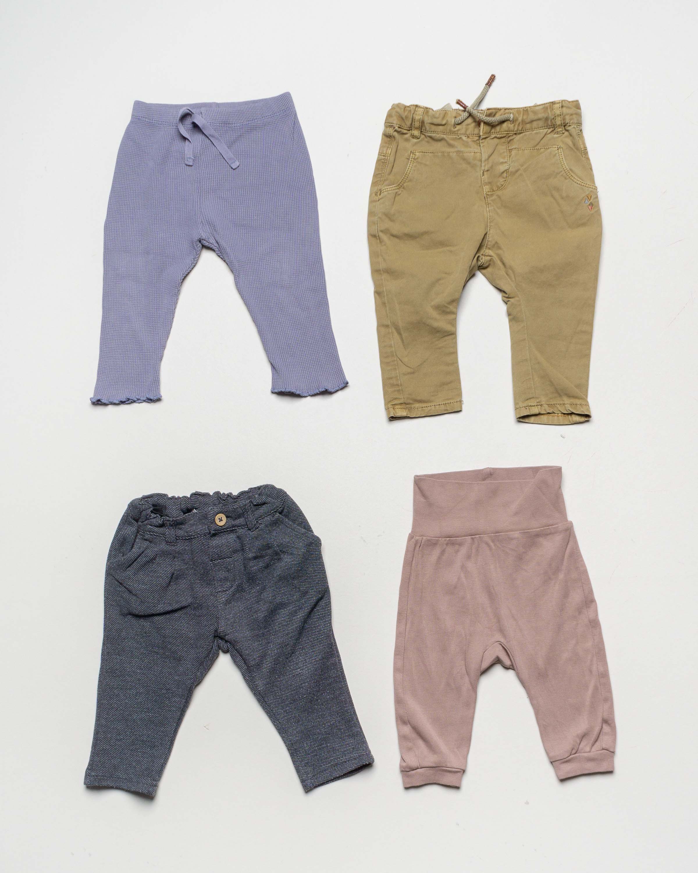 4 lange Hosen Gr. 62/68 – 2x zara 1x H&M Bio 1x newbie braun Jungen Mädchen Pack Set