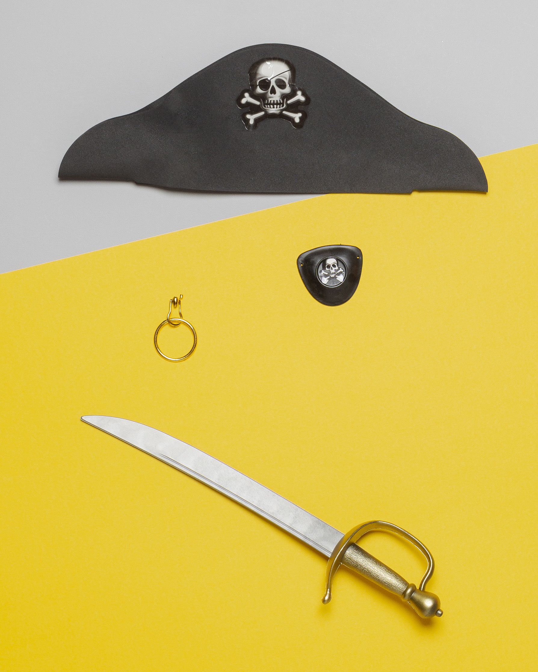 Piraten Set – NEU – Schwert, Ohrring, Augenklappe & Hut