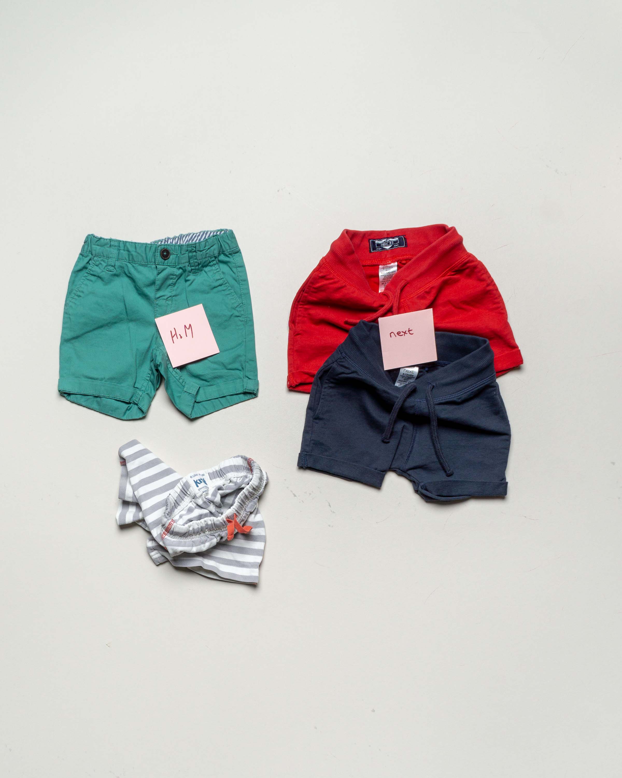4 Shorts Gr. 80 – 2x Next bunt – kräftige Farben Muster Mädchen Jungen Set Pack