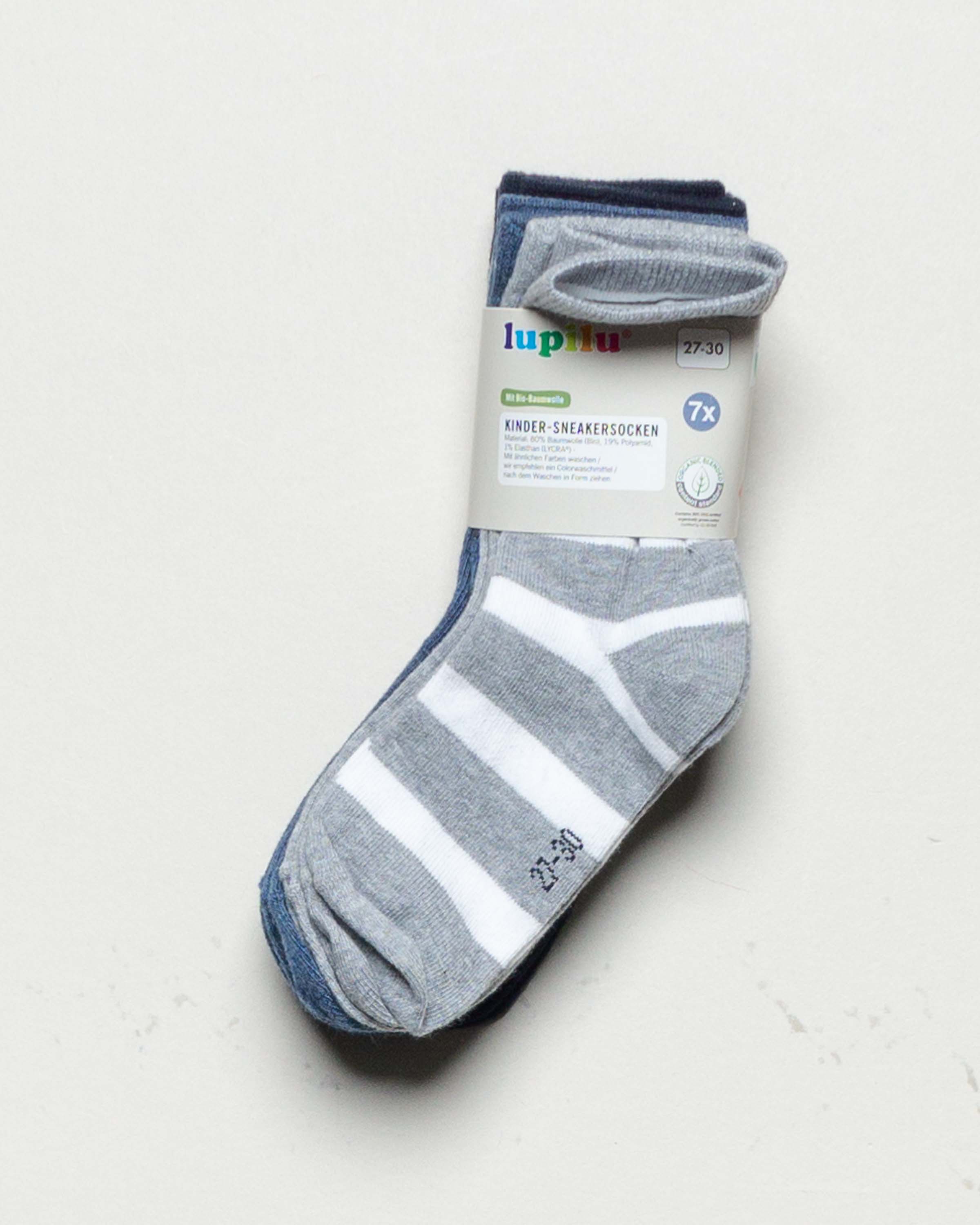 7 Paar Socken Gr. 23-30 – NEU gestreift grau blau Mädchen Junge