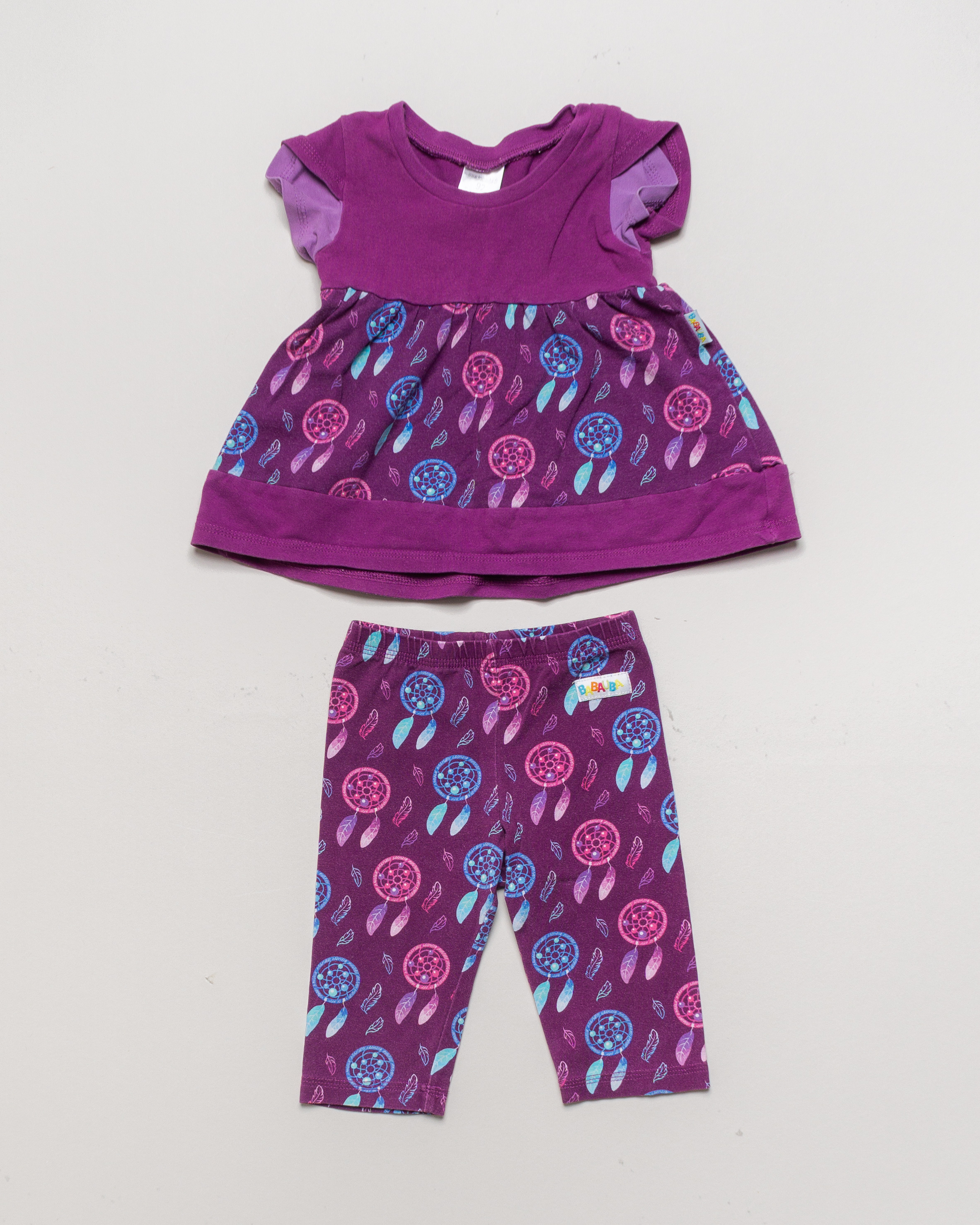 Babauda Set Gr. 92 – T-Shirt und Capri Leggings Bunt Lila Pink Blau Traumfänger 