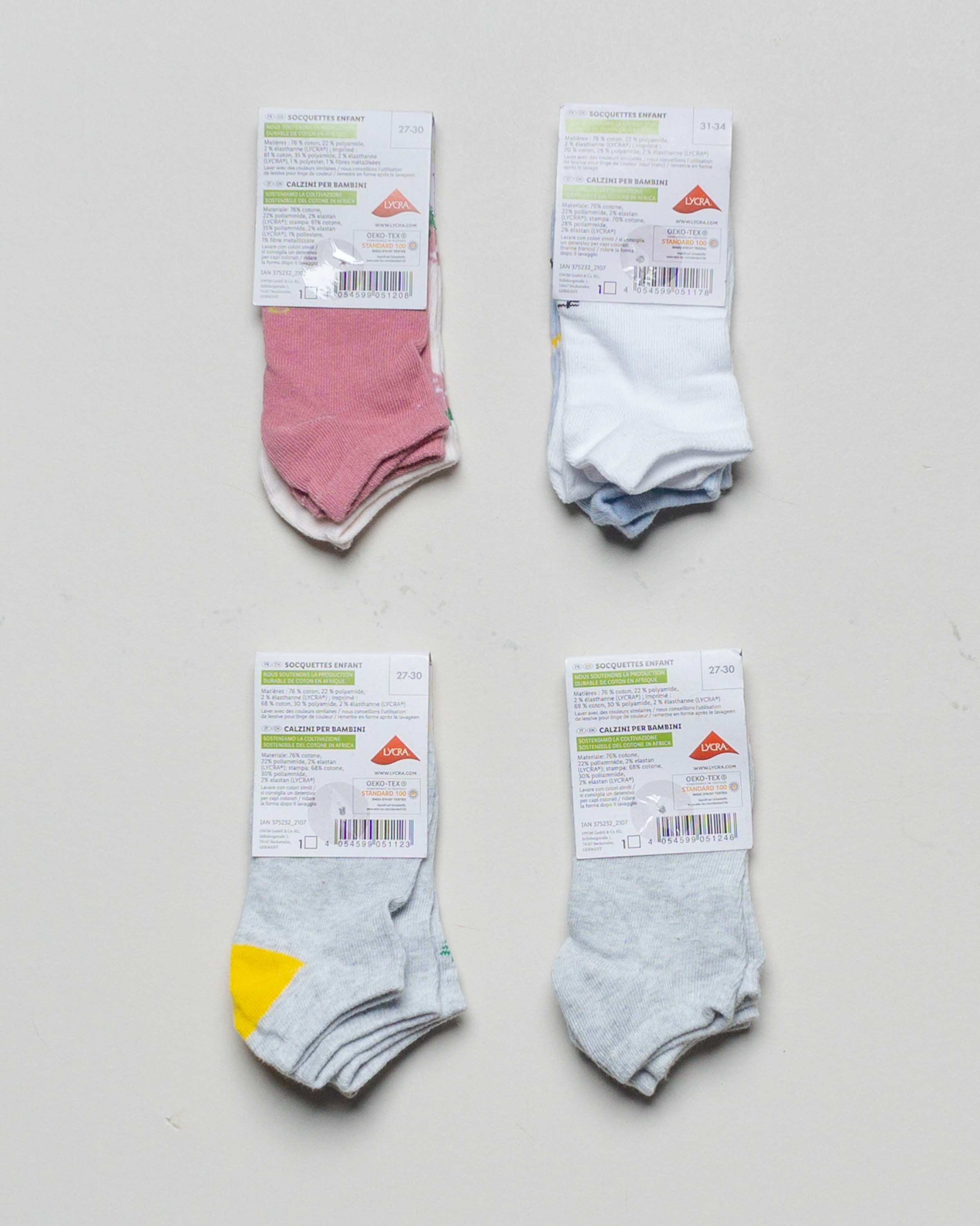 2 Paar Sneakersocken Gr. 23-34 – NEU Banane Erdbeere Kirschen Ananas Obst Mädchen Jungen